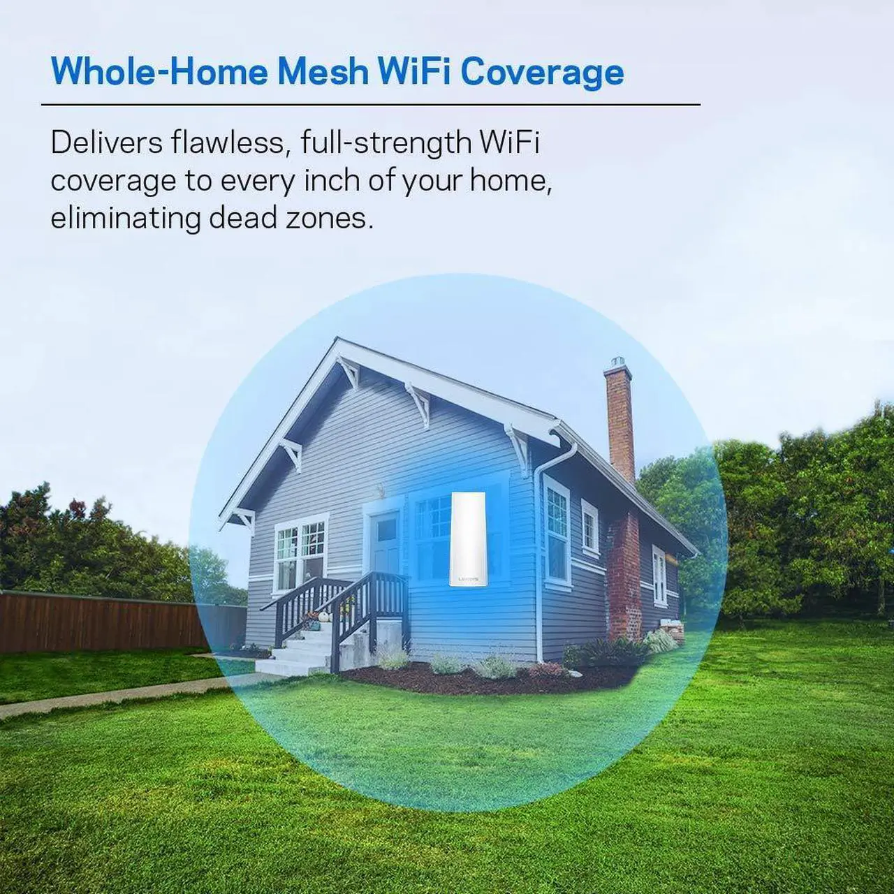 Alt view image 2 of 5 - Linksys WHW0301 Velop Intelligent Mesh WiFi System: AC2200 Tri-Band Wi-Fi Router, Wireless Network for Full-Speed Home Coverage (White, 1-Pack)