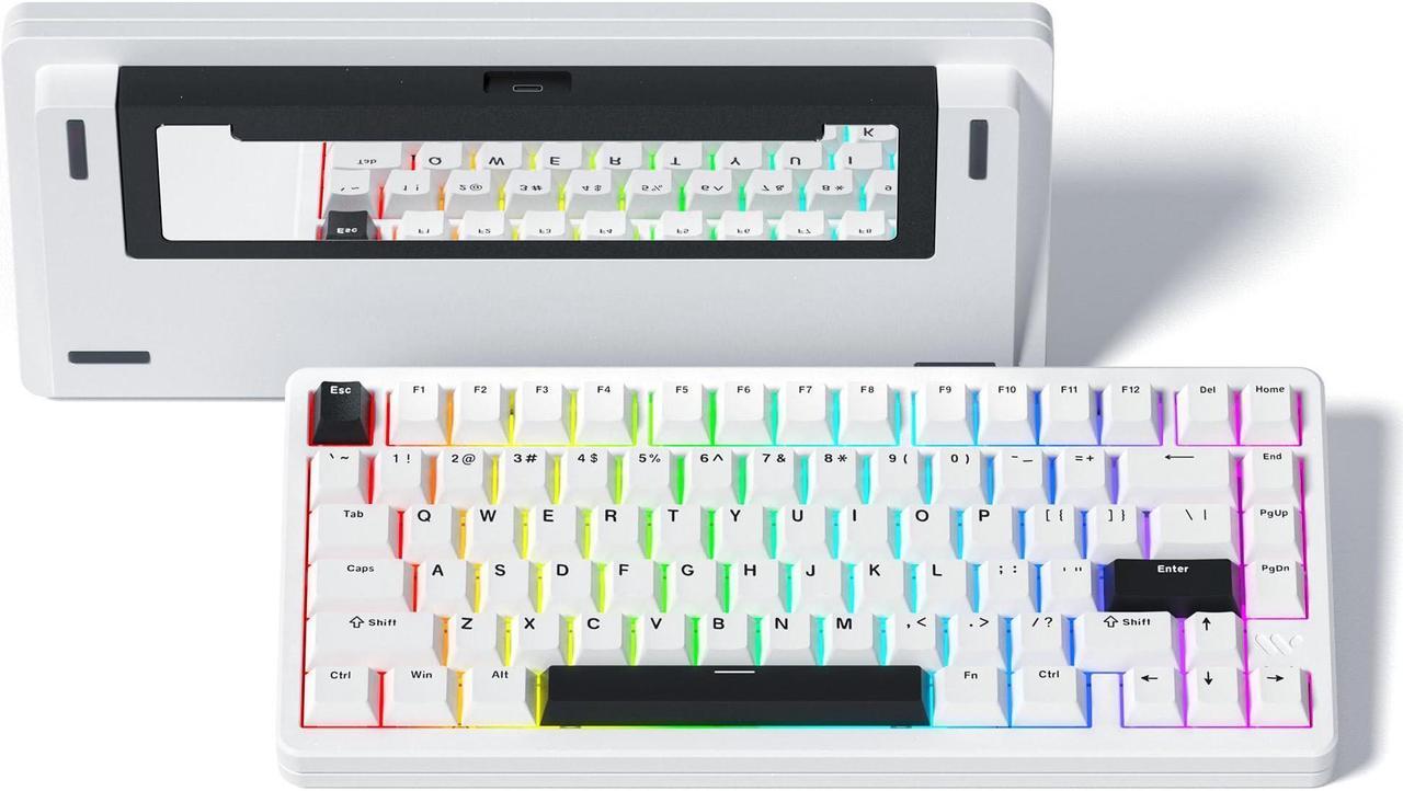 Alt view image 2 of 5 - Womier SK75 75% Keyboard with Full Aluminum Wireless Mechanical Gaming Keyboard+Mouse Pad Gaming Large Desk Pad