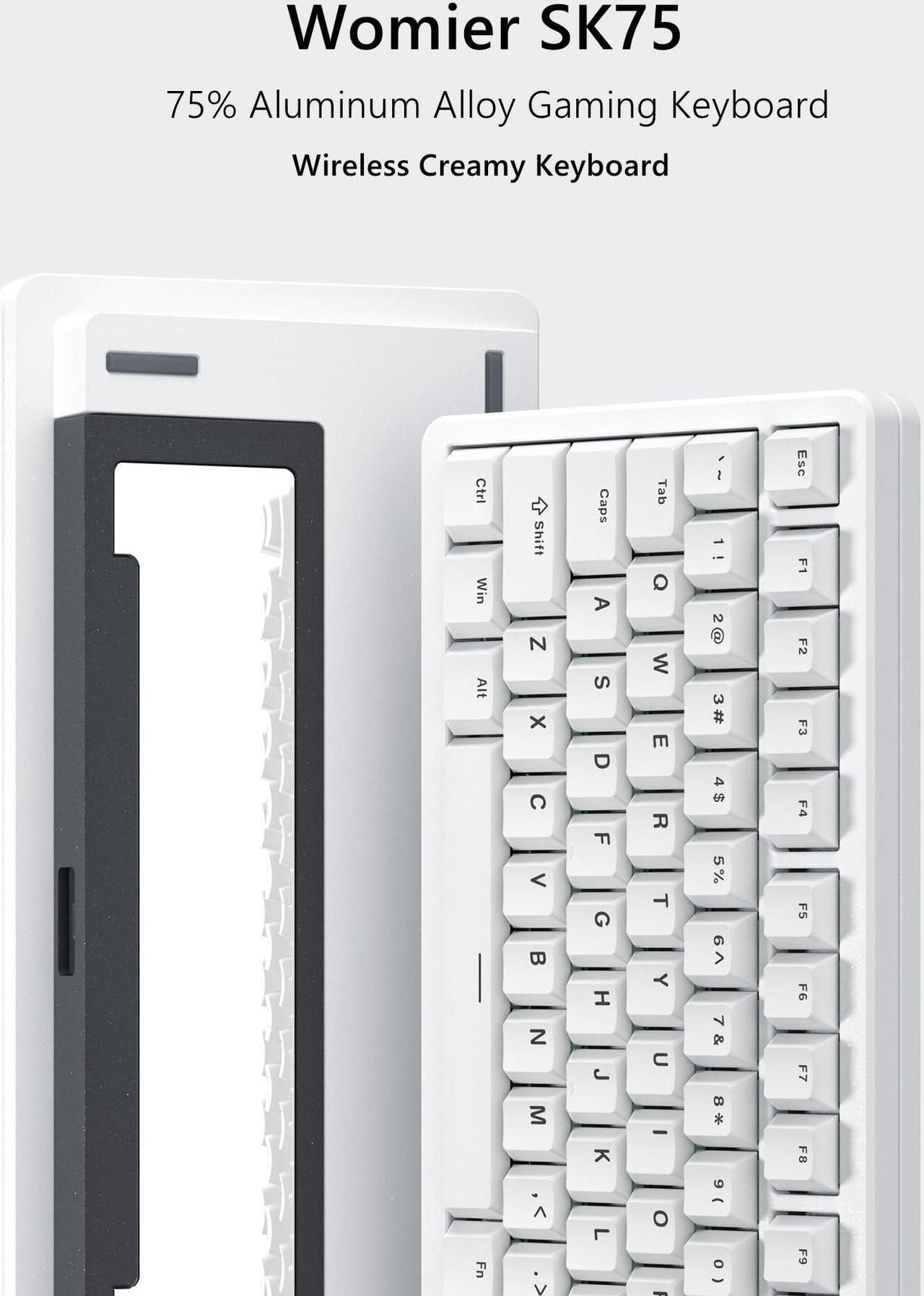 Alt view image 3 of 5 - Womier SK75 75% Keyboard with Full Aluminum Wireless Mechanical Gaming Keyboard+Mouse Pad Gaming Large Desk Pad