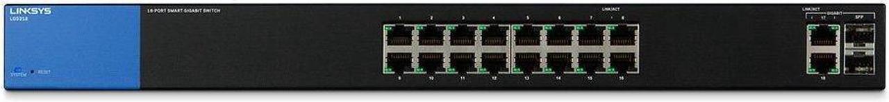 Alt view image 2 of 5 - Linksys Business LGS318 16-Port Gigabit Smart Managed Switch with 2 Gigabit and 2 SFP Ports