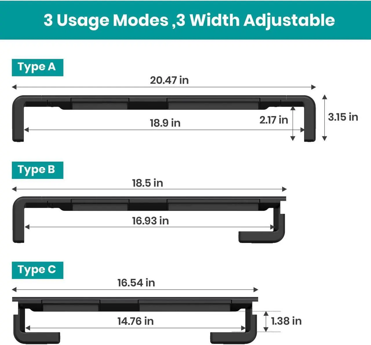 Alt view image 5 of 5 - 2 Pack Computer Monitor Stand, Klearlook Foldable Monitor Stand Riser, Height Adjustable Computer Stand, Monitor Riser Stand with Storage Drawer & Tablet Phone Stand for Computer, Desktop, Laptop (Bla