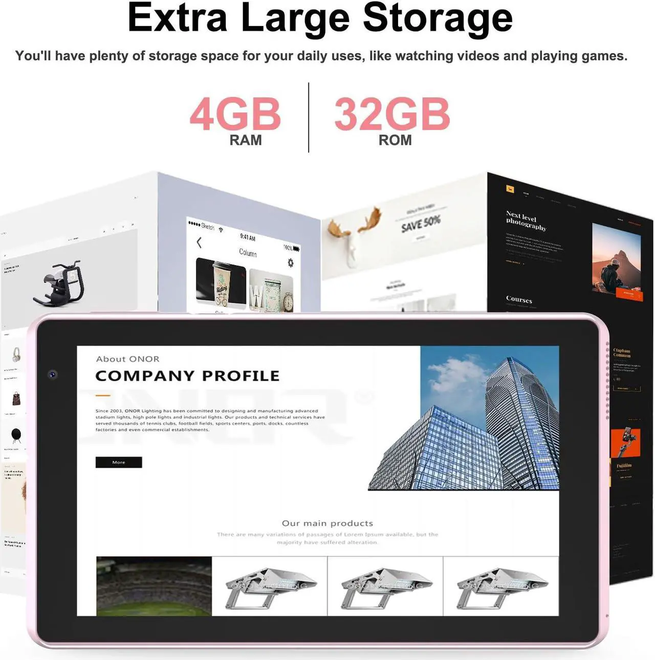 Alt view image 2 of 5 - 2025 Android 14 Tablet, 7 inch Tablet, 4GB RAM+32GB ROM/ 1TB Expandable Tablet PC,1.6Ghz Quad-core Processor Computer Tablet, 1024*600 IPS Touch Screen, 5MP Dual Camera, WiFi, Game, Bluetooth Tablet