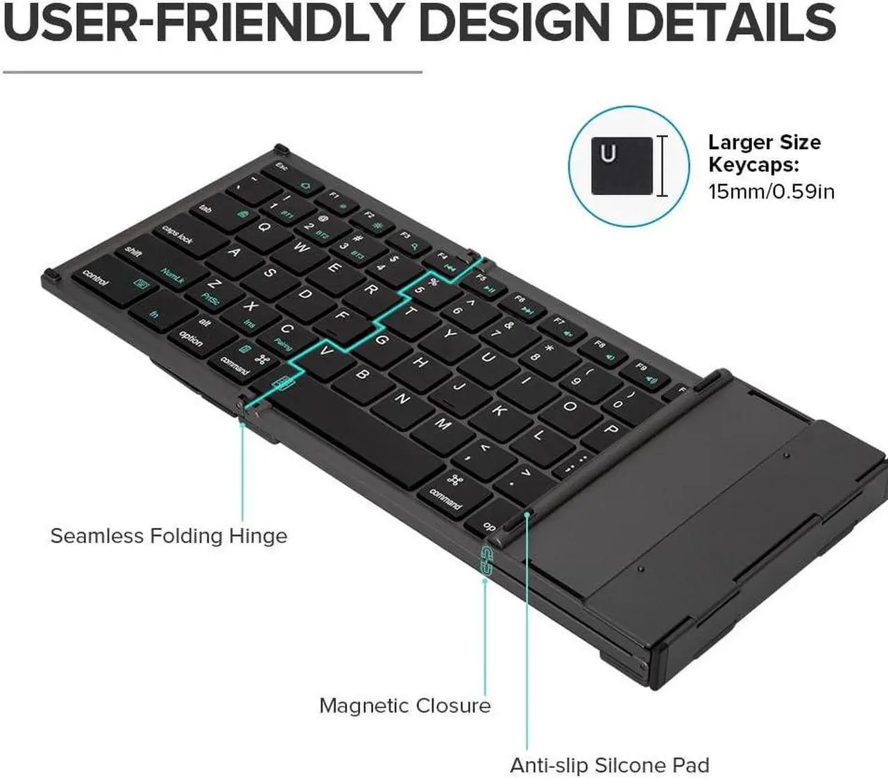 Alt view image 4 of 5 - DeLUX Wireless Foldable Keyboard and Ergonomic Vertical Mouse Combo