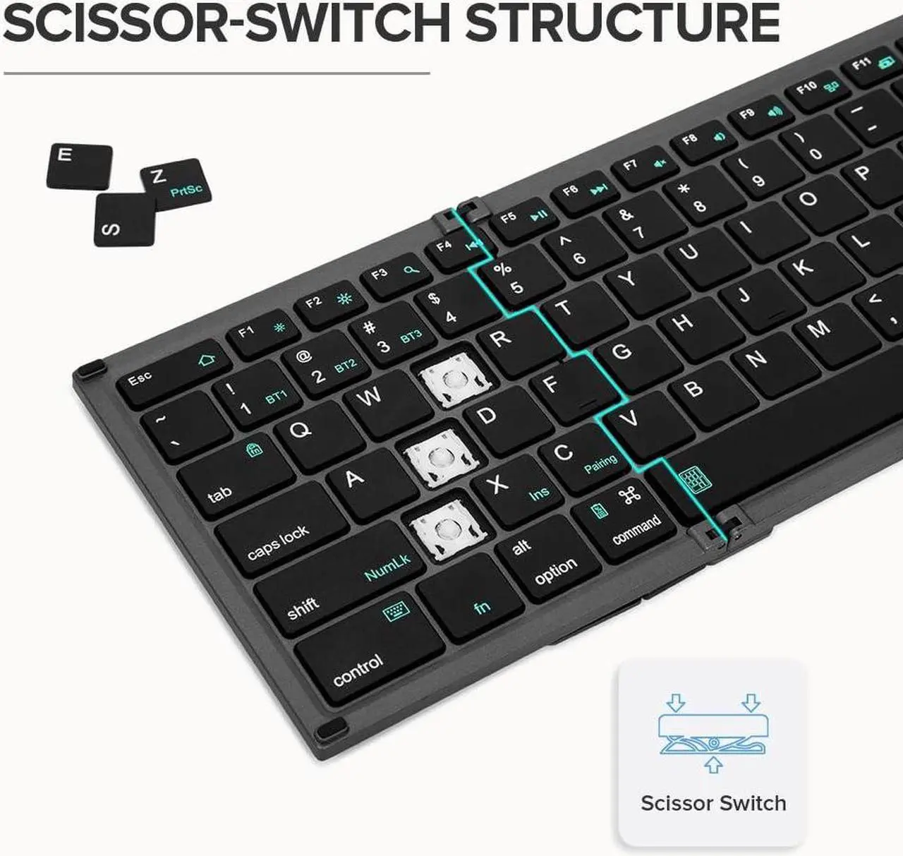 Alt view image 3 of 5 - DeLUX Wireless Foldable Keyboard and Ergonomic Vertical Mouse Combo