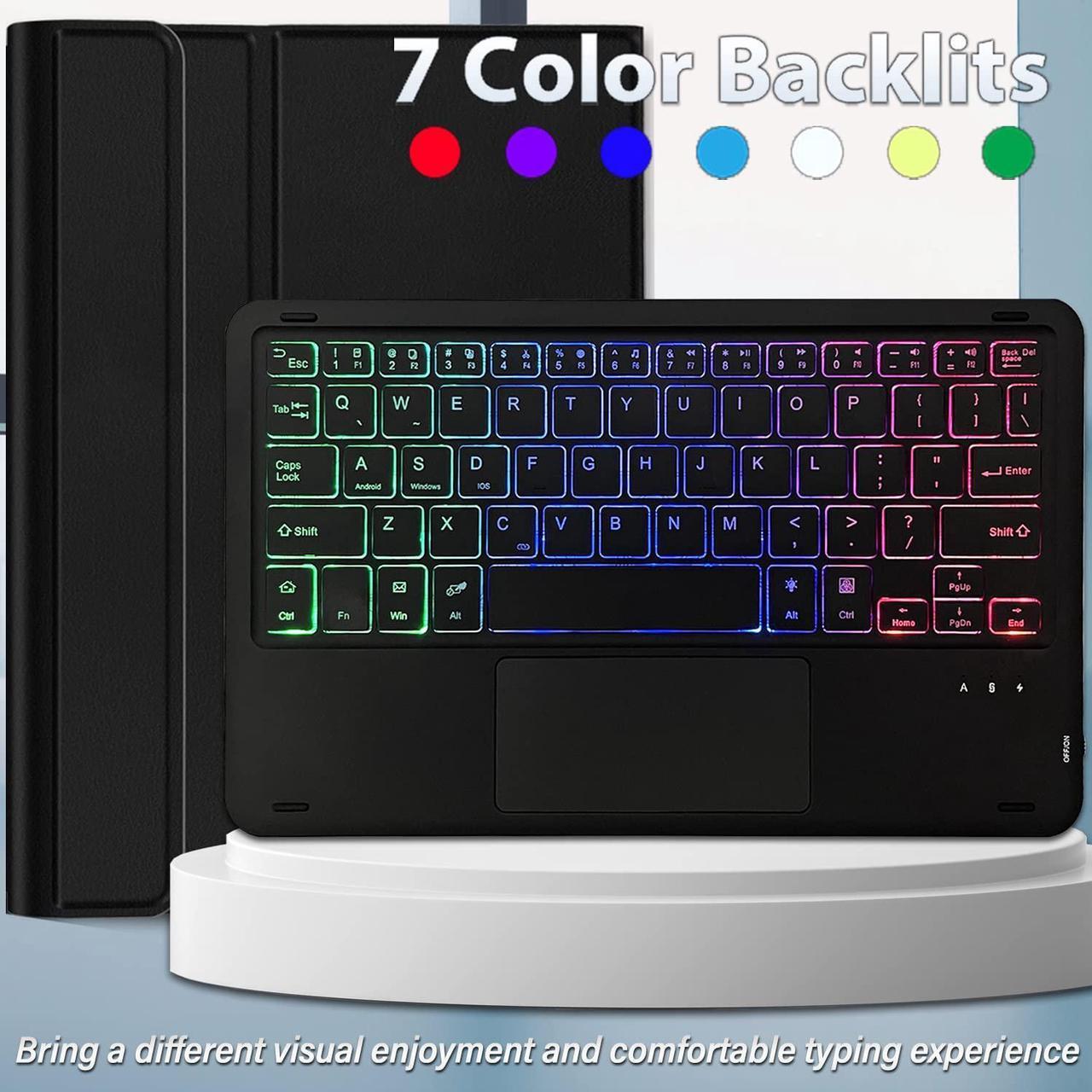 Alt view image 5 of 5 - Backlit Touchpad Keyboard Case for T-Mobile Revvl Tab 5G Tablet 10.36 Inch, DKAHOEE 3-Zone Backlit Wireless Trackpad Keyboard with Protective Slim Stand Case for 10.36" T-Mobile Revvl Tab 2023 Release