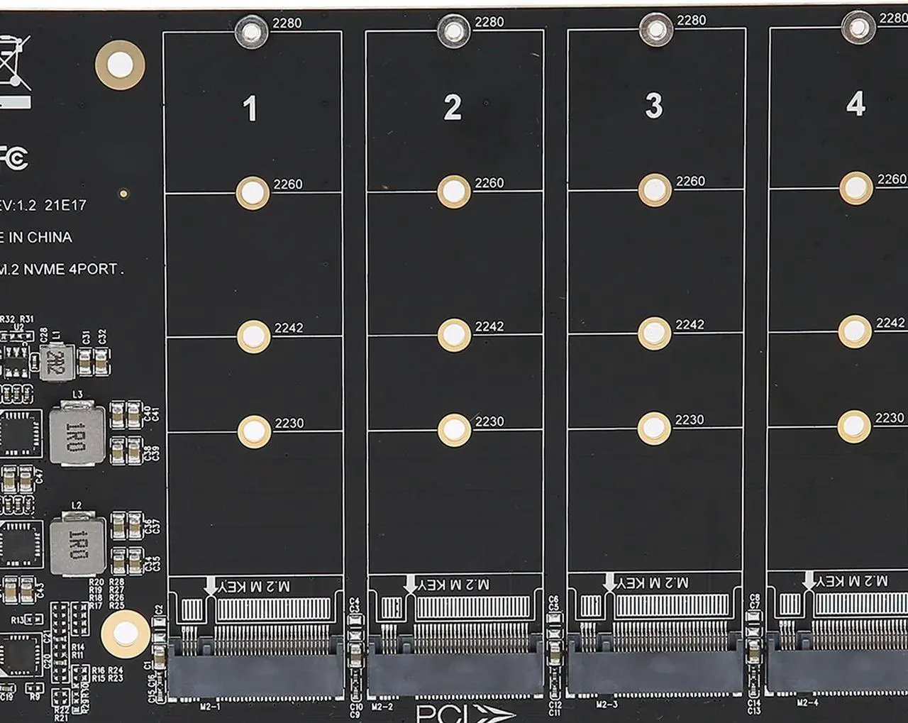 Alt view image 3 of 5 - PCIE NVME Adapter Card, 4 Port M.2 SSD NVME (M Key) to PCIE x 4 Controller Converter Expansion Card(ph44)