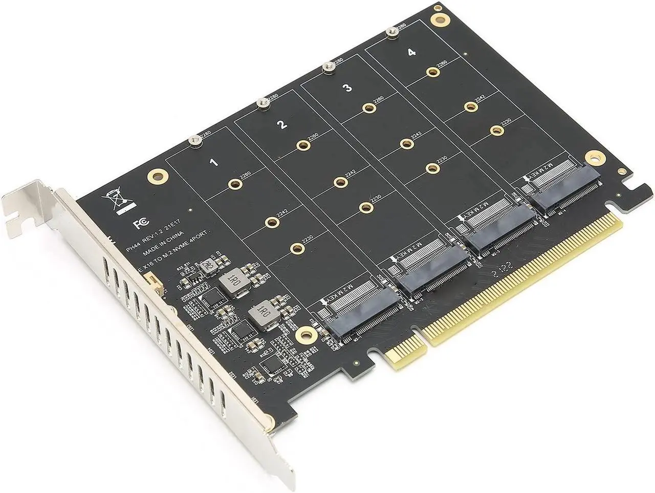Alt view image 5 of 5 - PCIE NVME Adapter Card, 4 Port M.2 SSD NVME (M Key) to PCIE x 4 Controller Converter Expansion Card(ph44)
