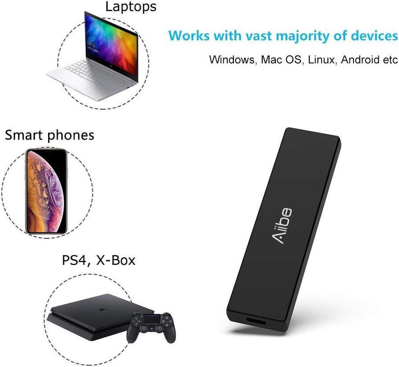 Alt view image 5 of 5 - Aiibe External SSD 1TB - Up to 900MB/s - USB-C, USB 3.1 Portable SSD External Solid State Drive 1TB Mini SSD Drive for PC Laptop, Mac, Xbox and PS4 - Black
