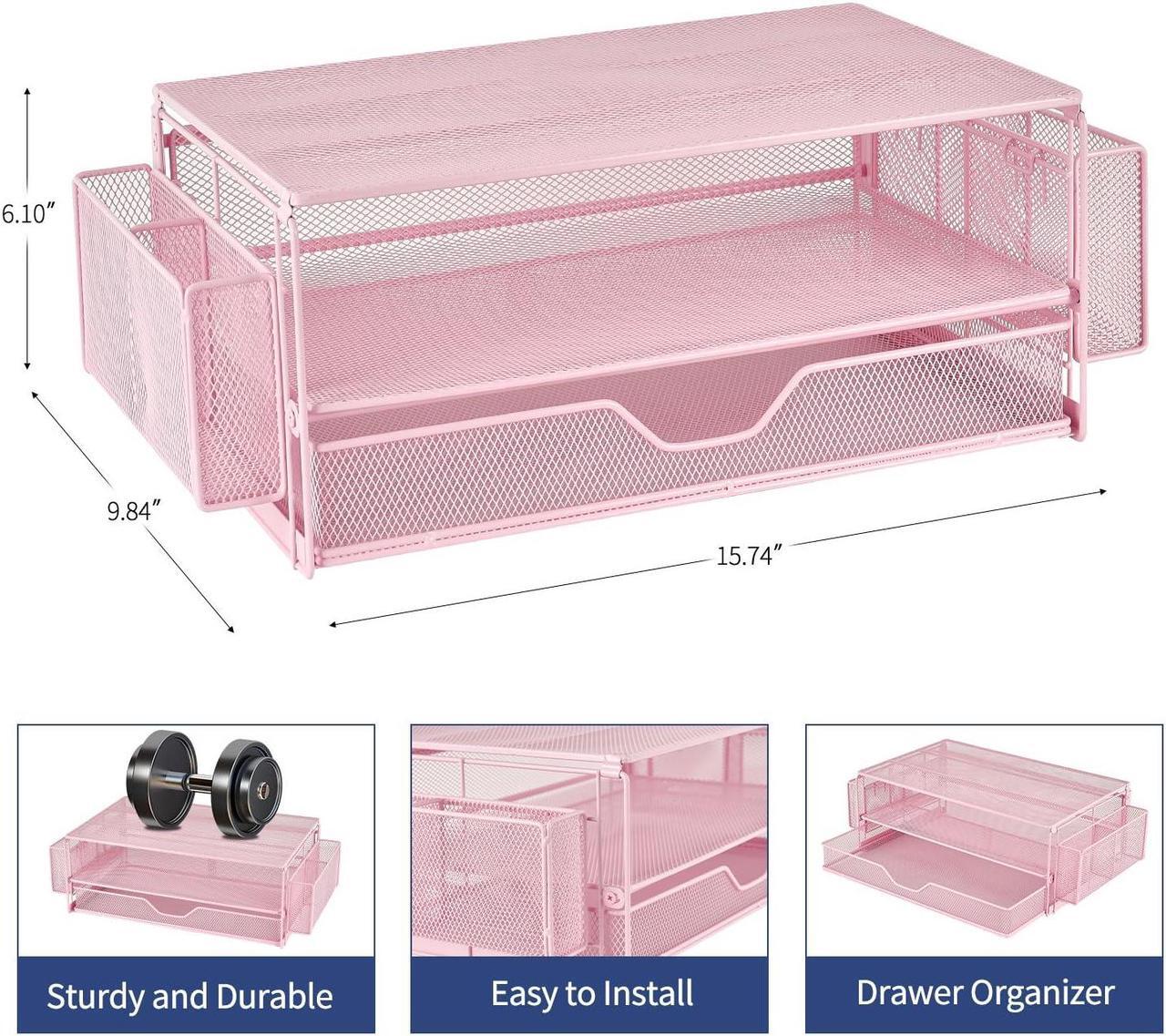 Alt view image 2 of 5 - AUPSEN Computer Monitor Stands with Drawers and 2 Pen Holder, Large 360-Degree Rotate Pen Organizer with 6 Compartments