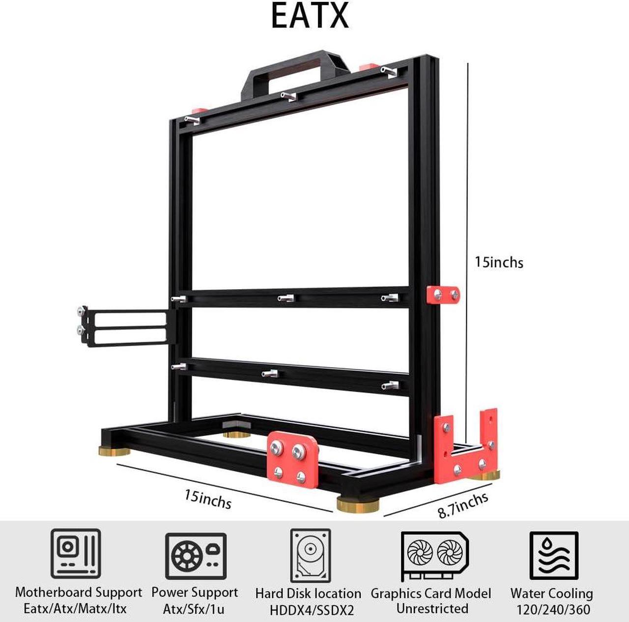 Alt view image 3 of 5 - DIY Aluminium Pc Open Case Computer Chassis Test Bench Support Water Cooling Support Server Chassis Support Itx Matx ATX Eatx (4.E-ATX)