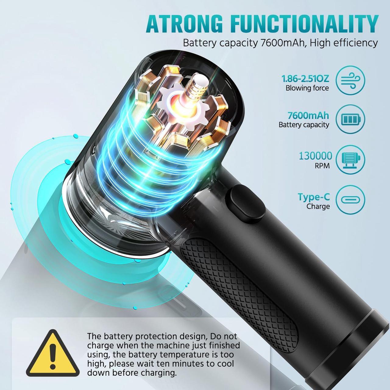 Alt view image 5 of 5 - Compressed-Air-Duster-Keyboard-Cleaner 120000RPM Replace Jet Dry Canned ino air can Mini Blower Compressed air Blower for car Detailing Compressed air can pc dusters Jet Fan air Cleaning Kit