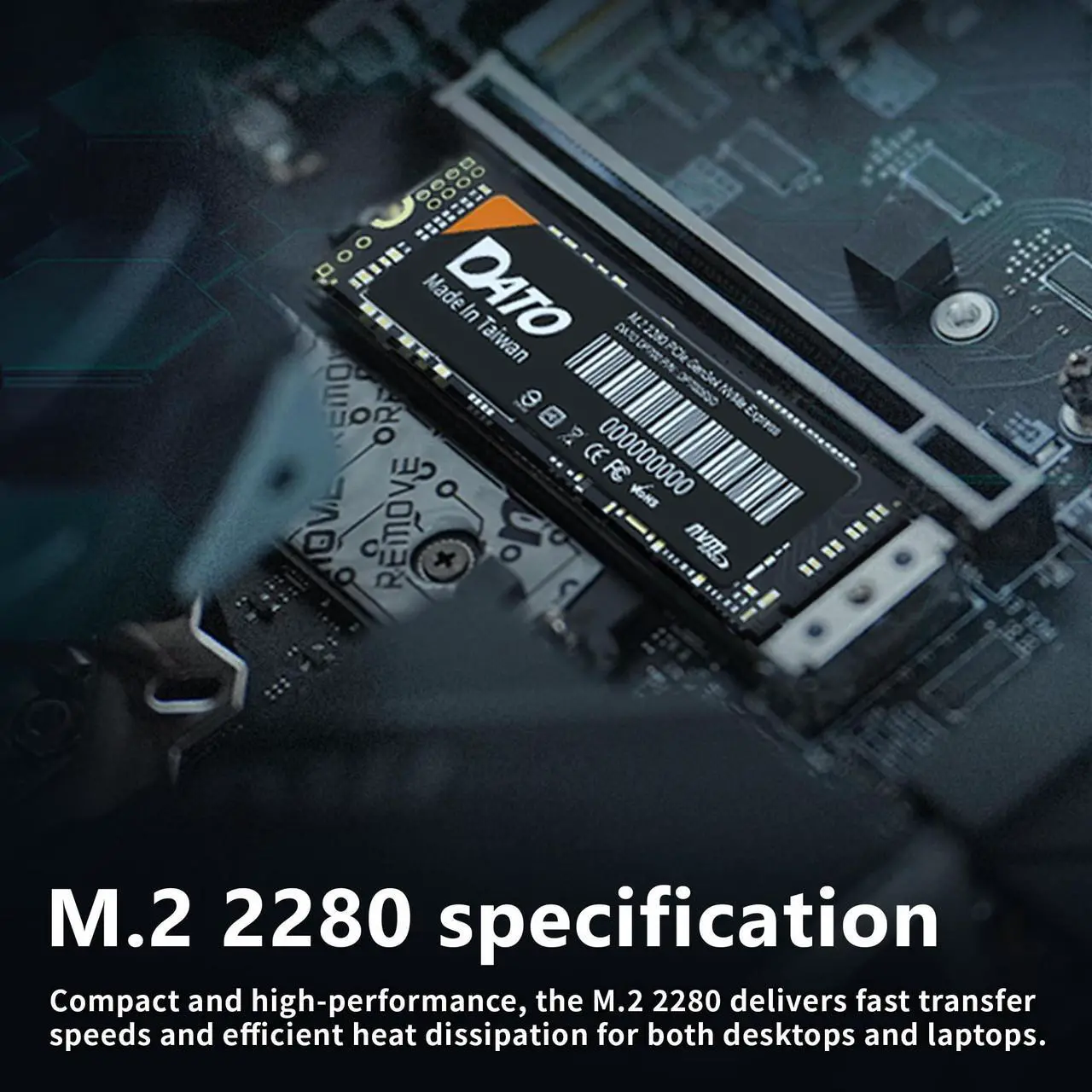 Alt view image 4 of 5 - DATO 1TB SSD M.2 2280 PCIe Gen3x4 NVMe Internal Solid State Drive, Up to 2500/1700 MB/s, DP700 Series