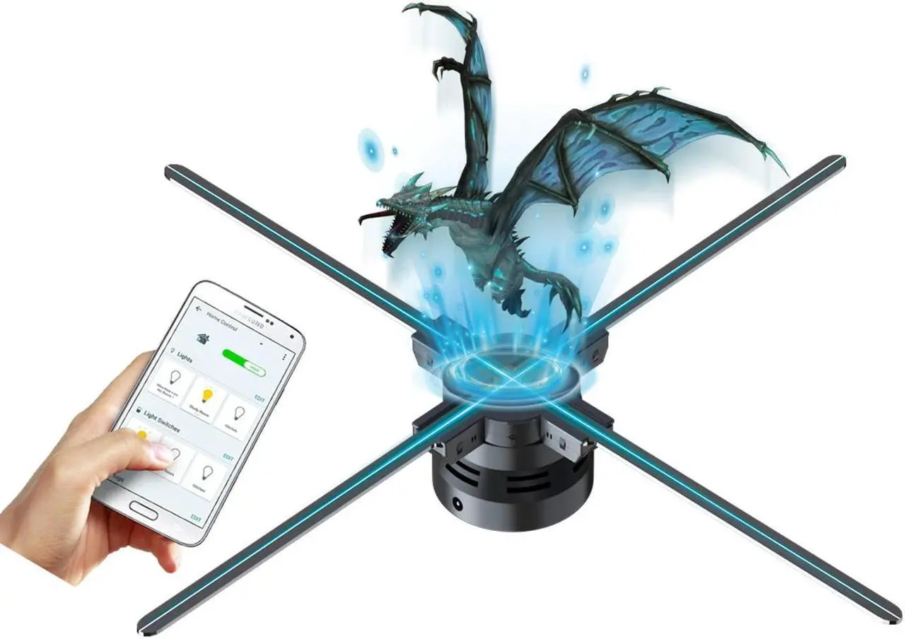 Alt view image 3 of 5 - 3D Hologram Fan,27.5" Christmas Tree Holographic Fan Advertising Display with Remote,Hologram Projector with 700 Video Library,70CM Hologram Fan HD LED for Business Store Signs,Halloween