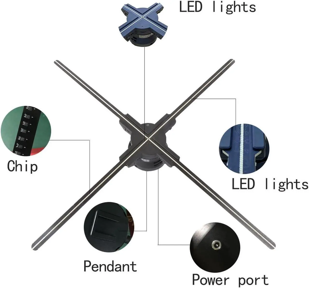 Alt view image 5 of 5 - 3D Hologram Fan,27.5" Christmas Tree Holographic Fan Advertising Display with Remote,Hologram Projector with 700 Video Library,70CM Hologram Fan HD LED for Business Store Signs,Halloween