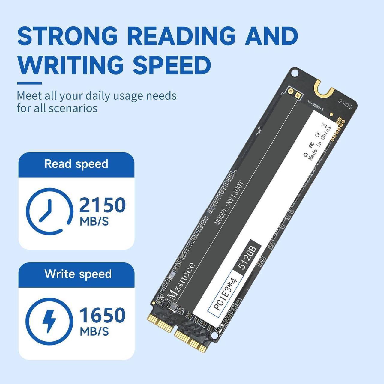 Alt view image 2 of 5 - Mzsucce 256GB SSD for MacBook Pro A1398 A1502(2013-2015)/ MacBook Air A1466 A1465(2013-2017) SSD NVMe PCIe Gen3x4,High-Performance Internal SSD, Expanded Upgrade and Storage for MacBook Pro. (GB, 256)
