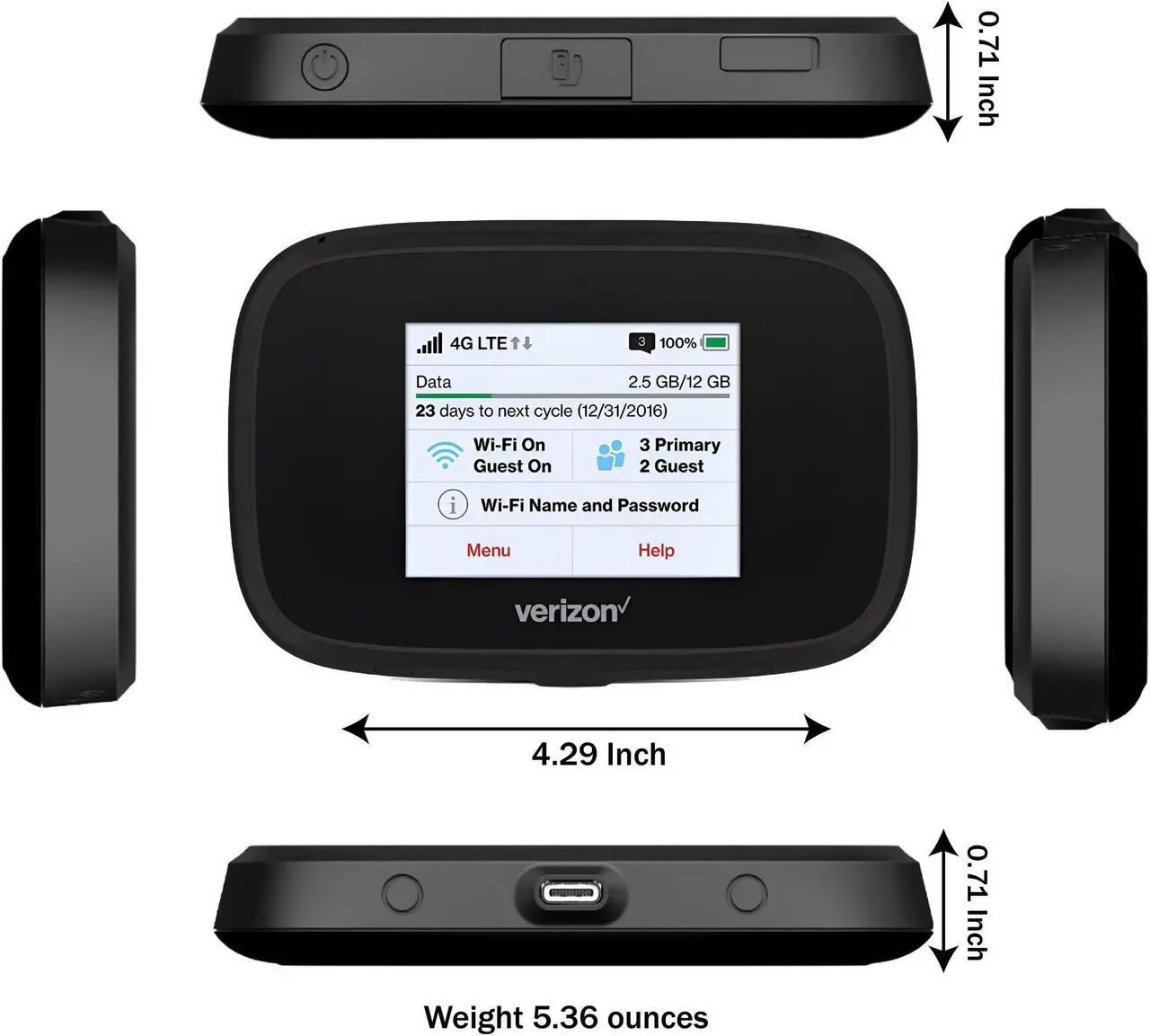 Alt view image 4 of 5 - Verizon Wireless Jetpack Inseego MiFi 7730L | Unlocked Mobile Hotspot for Travel | 4G Mobile Portable WiFi | LTE Cat9 Up to 450 Mbps | Usage Up to 12 Hours | EVDO-LINK Bundle - Verizon Sim Card