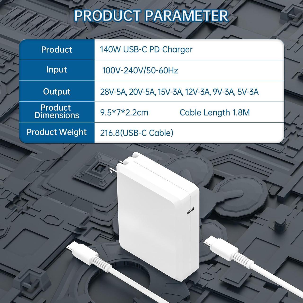 Alt view image 5 of 5 - Mac Book Pro Charger - 140W USB C Power Adapter Compatible with MacBook Pro 16 14 inch 2023 2022 2021 M3 M2 M1, MacBook Air 13 15 inch 2022 2023 2024 and All USB C Device, Included USB C-C Cord