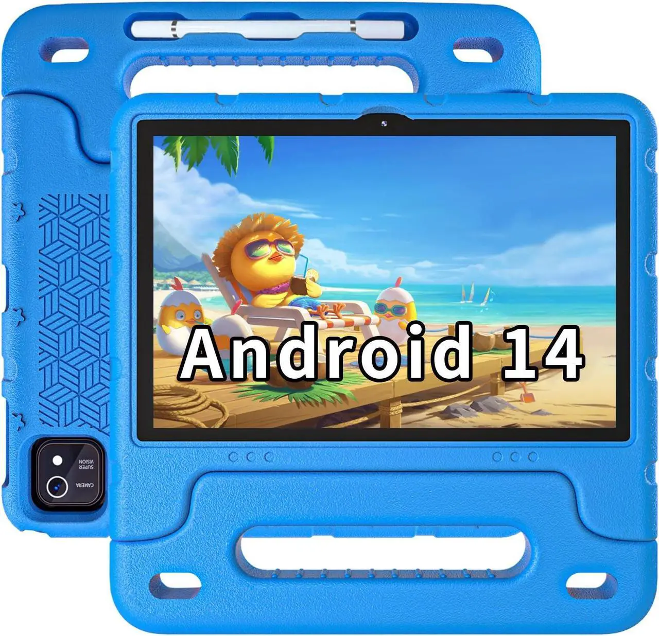 Main image of EDDBNi Kids Tablet Android 14 Tablet 10 inch Kids Tablets with Case Quad Core 64GB Dual Camera Parental Controls 2.4G WiFi Educational Tablets(Blue)