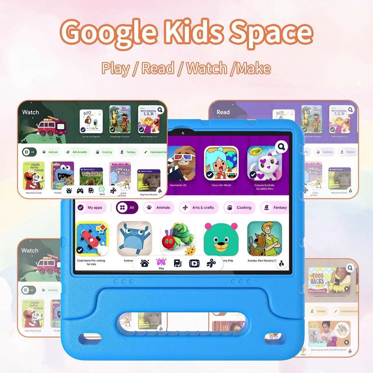 Alt view image 4 of 5 - EDDBNi Kids Tablet Android 14 Tablet 10 inch Kids Tablets with Case Quad Core 64GB Dual Camera Parental Controls 2.4G WiFi Educational Tablets(Blue)