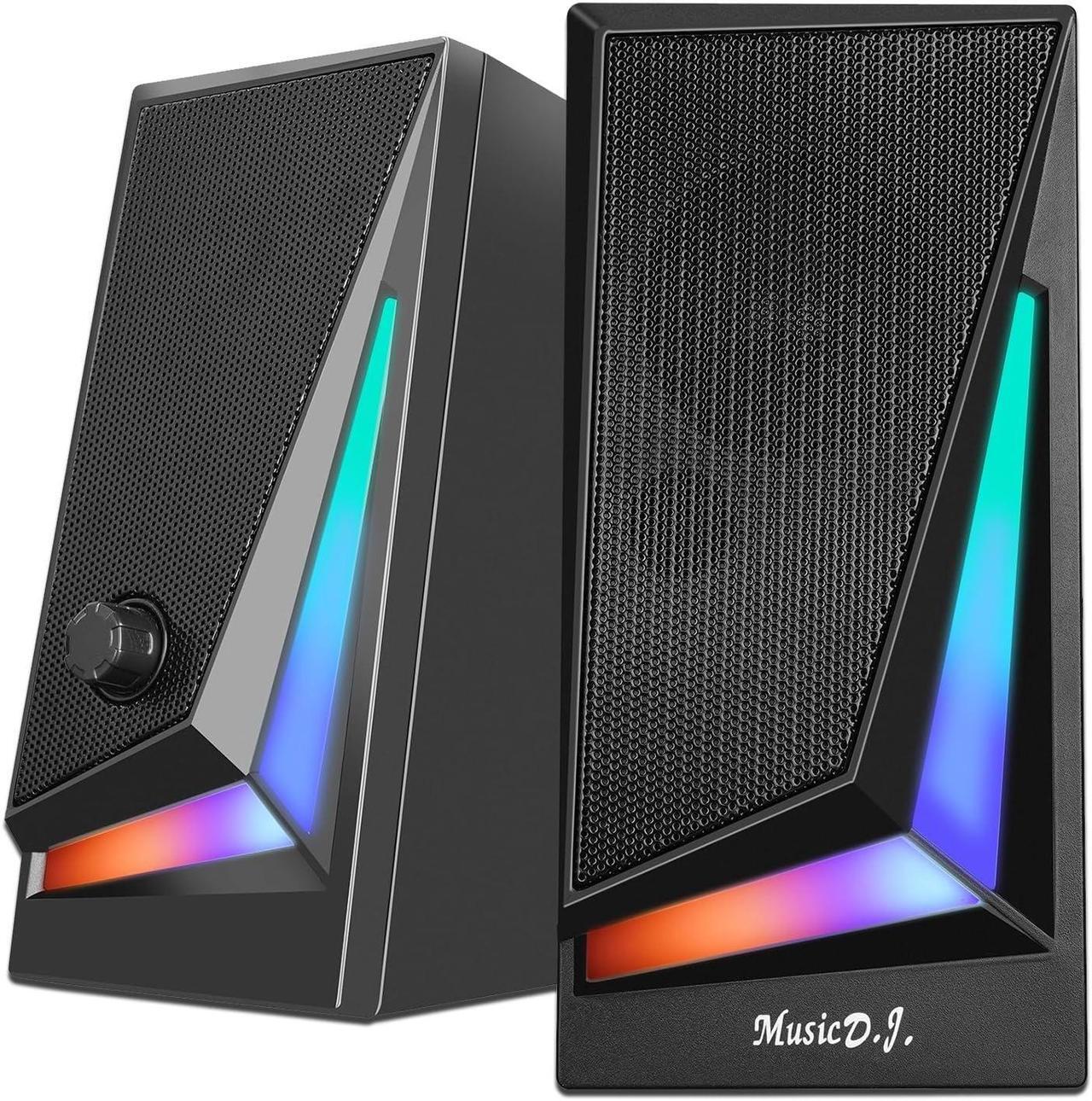 Main image of FANEVER Computer Speakers, PC Speaker for Desktop with RGB Lighting 2.0 Stereo Bass Sound, Easy Volume Control, USB Powered and 3.5mm Aux-in for PC, Laptop, Tablet (M100)