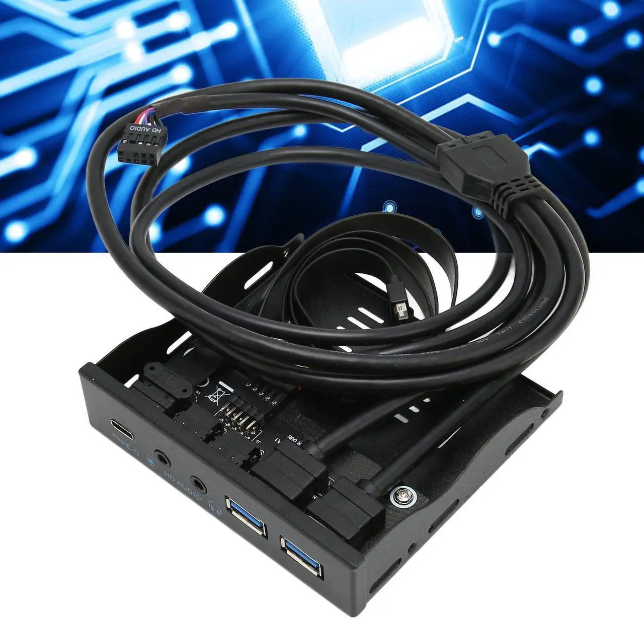 Alt view image 2 of 5 - 3.5 Inch Front Panel USB C Hub, 10Gbps USB3.2, with 20Pin 2 Port USB 3.0 Hub and 3.5mm Audio Interface, for Win7, 8, 10, 11