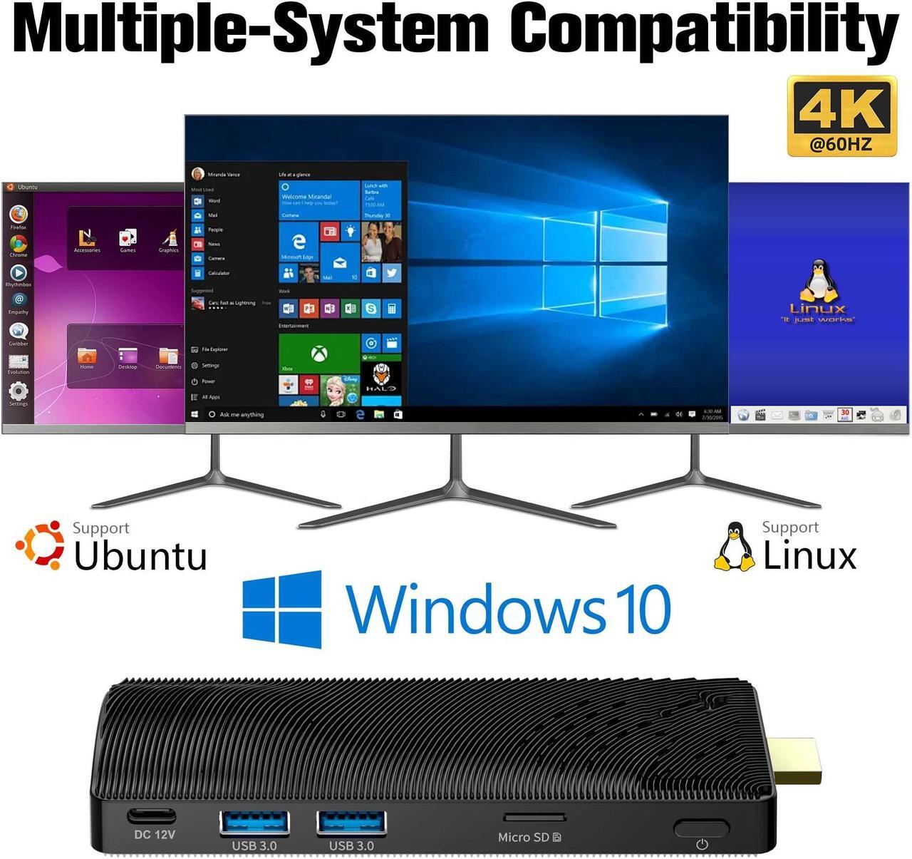 Alt view image 2 of 4 - HEIGAOLAPC Mini PC Stick, Fanless Mini Desktop Computer, Pentium N4200 4GB 64GB eMMC (1.1 GHz), Small PC, USB3.0 X 2 Gigabit Ethernet 4K 60Hz, WiFi BT 5.0 HDMI 2.0 for Business Industrial IOT Media