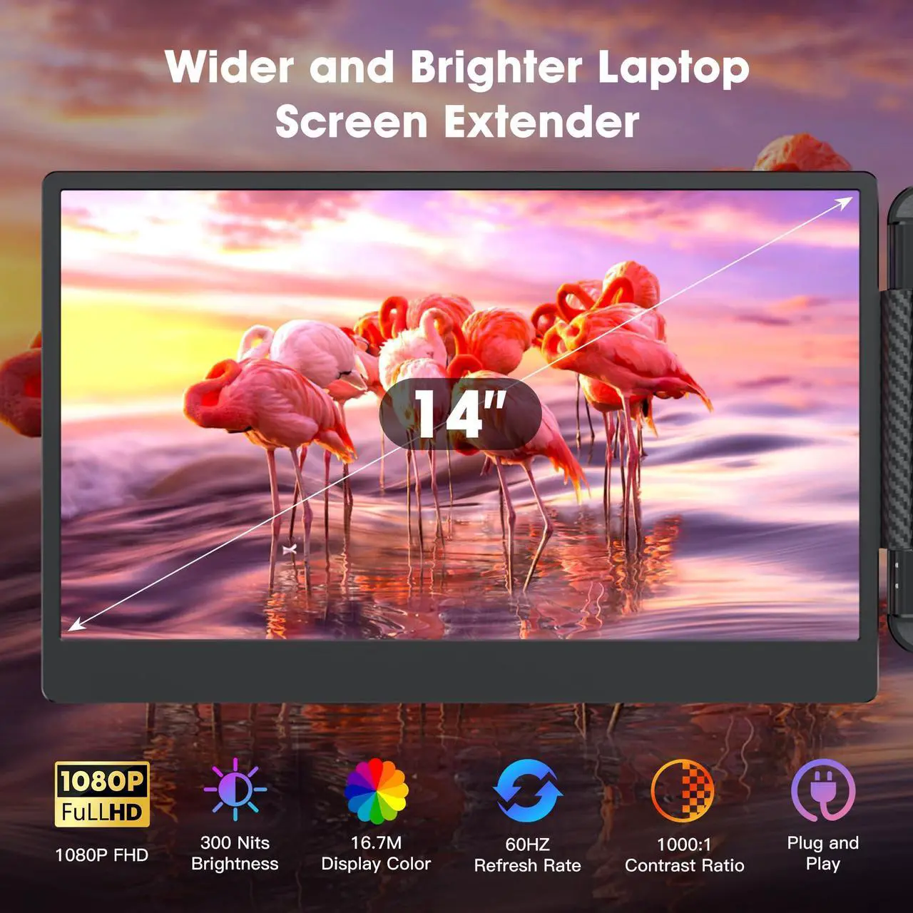 Alt view image 2 of 5 - Triple Portable Monitor for Laptop Screen Extender Dual Monitor 14 Inch FHD 1080P Tri Screen Display 4 Speakers Plug and Play No Driver for 13.3-17 Inch Laptop Windows/Mac/Chrome (2 Extended Screens)
