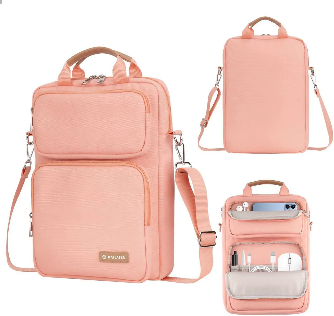 Main image of Kailaien 10-13 Inch Tablet Sleeve Bag, Ipad Bag for 13 In/11 in New iPad Pro M4 & 13 in Air M2 2024,iPad Pro 12.9 M2&M1,Ipad 10.9,Galaxy Tab S8+/S9+ 12.4,with Removable Shoulder Strap (Pink)