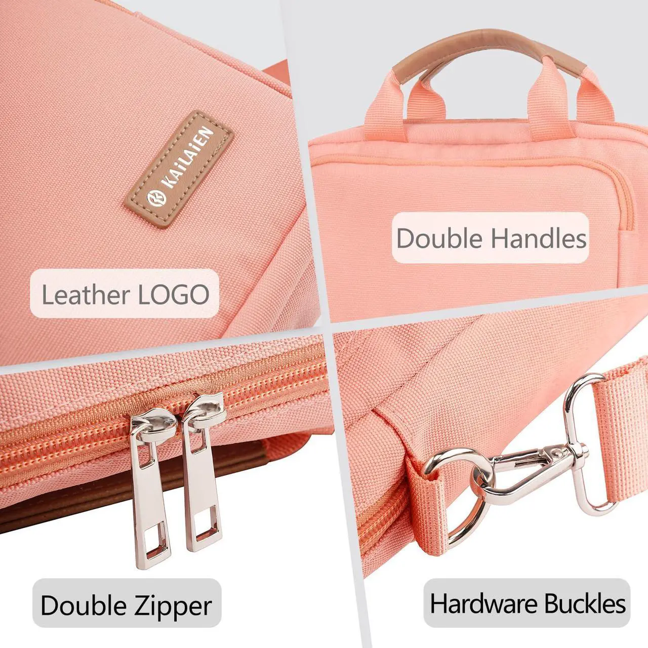 Alt view image 5 of 5 - Kailaien 10-13 Inch Tablet Sleeve Bag, Ipad Bag for 13 In/11 in New iPad Pro M4 & 13 in Air M2 2024,iPad Pro 12.9 M2&M1,Ipad 10.9,Galaxy Tab S8+/S9+ 12.4,with Removable Shoulder Strap (Pink)