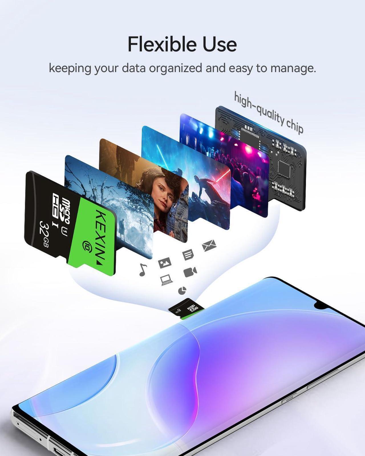 Alt view image 3 of 5 - KEXIN 32GB Micro SD Card 10 Pack 32 GB Class 10 Ultra Micro SDHC UHS-I Bulk Memory Card C10, U1, 10 Pack Bulk Micro SD Card