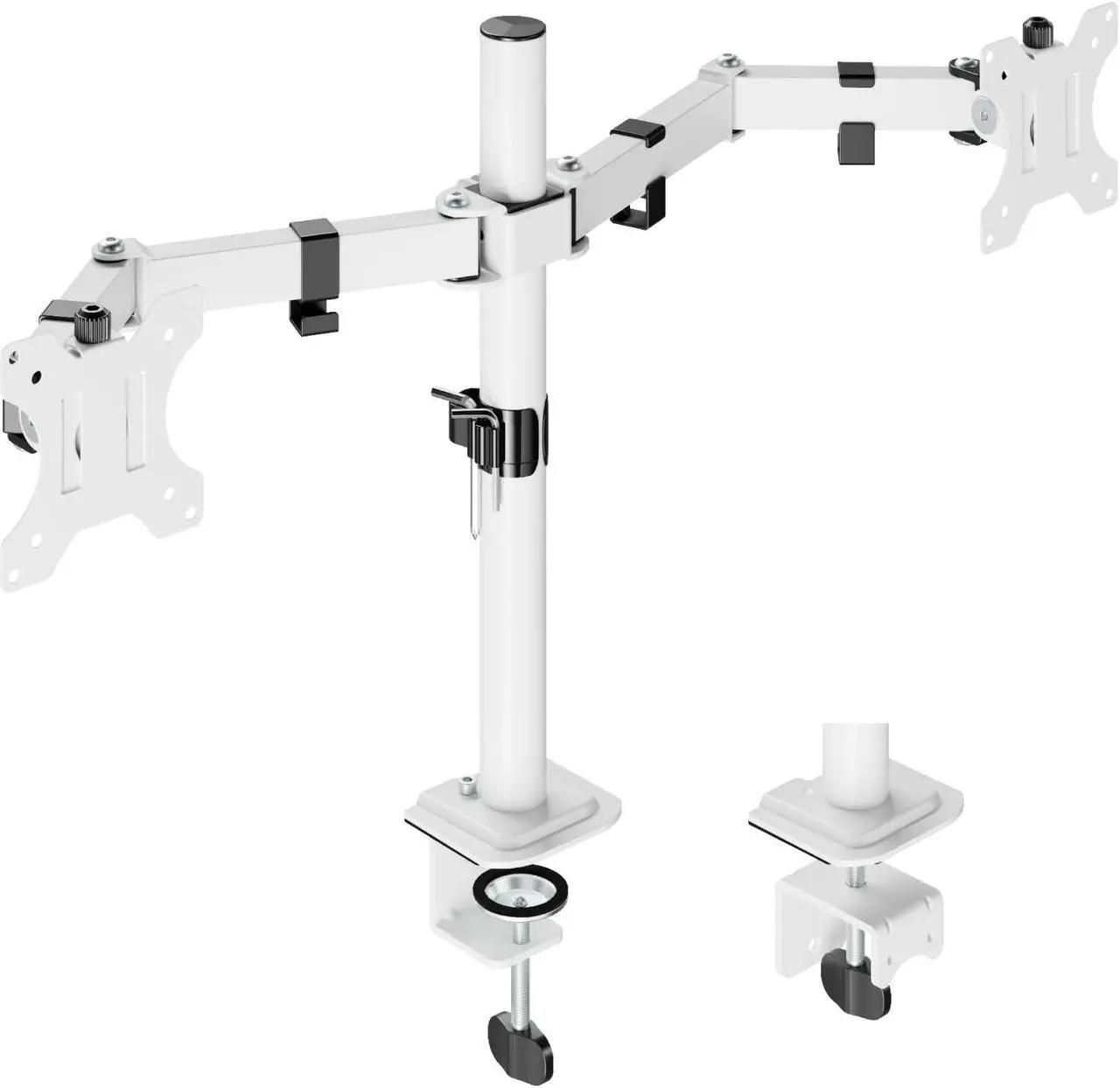 Main image of UPGRAVITY Dual Monitor Mount, Dual Monitor Stand for Two 17"-32" Flat/Curved Computer Screens, Fully Adjustable Dual Monitor Arms Hold up to 17.6lbs, VESA 75x75/100x100mm, C-Clamp/Grommet Base, White