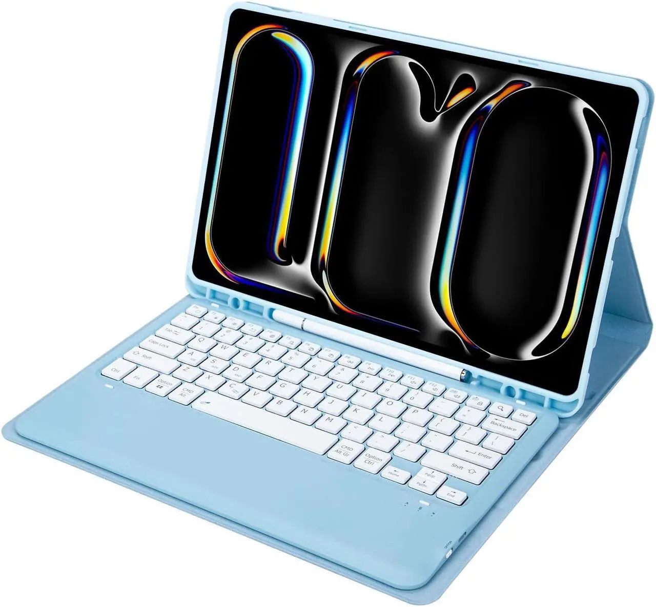 Alt view image 2 of 5 - KcoxdCn New iPad Pro 13 Inch 2024 Keyboard Case for iPad Pro 13 Inch Keyboard Case 2024 Model 7th Generation with Pencil Holder Mutil Angles Stand Cover Detachable Wireless Keyboard (Light Blue)