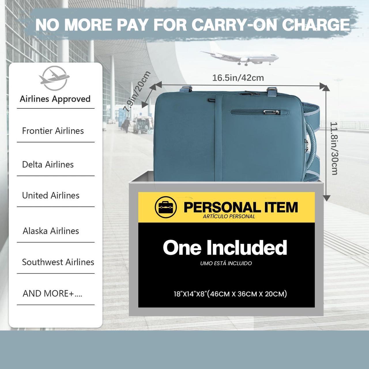 Alt view image 2 of 5 - Lossga for Spirit Airlines Personal Item Bag 18x14x8 Inches Travel Backpack Personal Item Size Carry on Flight Approved Personal Item Travel Bag Travel Backpack for Women Mens Travel Backpack