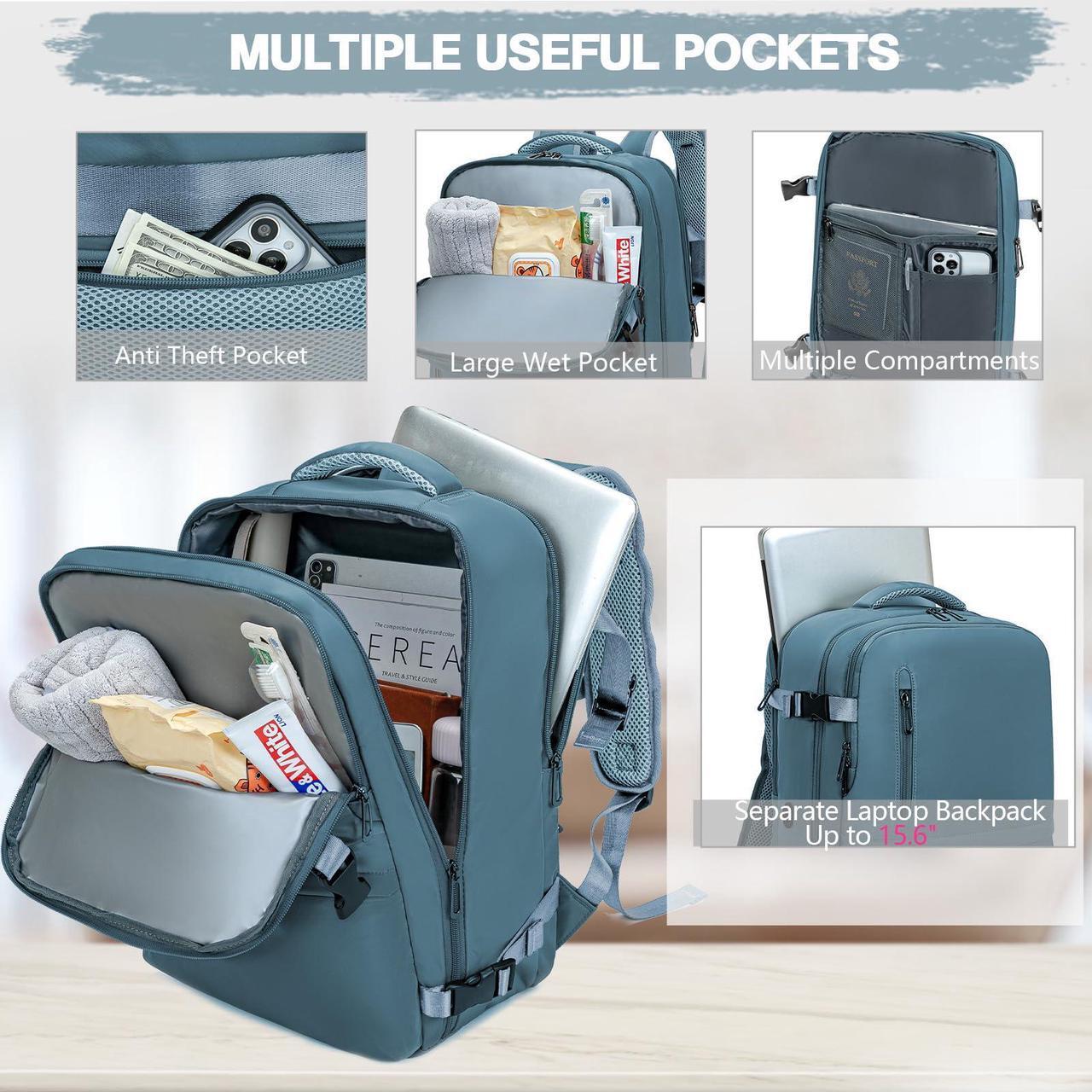 Alt view image 4 of 5 - Lossga for Spirit Airlines Personal Item Bag 18x14x8 Inches Travel Backpack Personal Item Size Carry on Flight Approved Personal Item Travel Bag Travel Backpack for Women Mens Travel Backpack