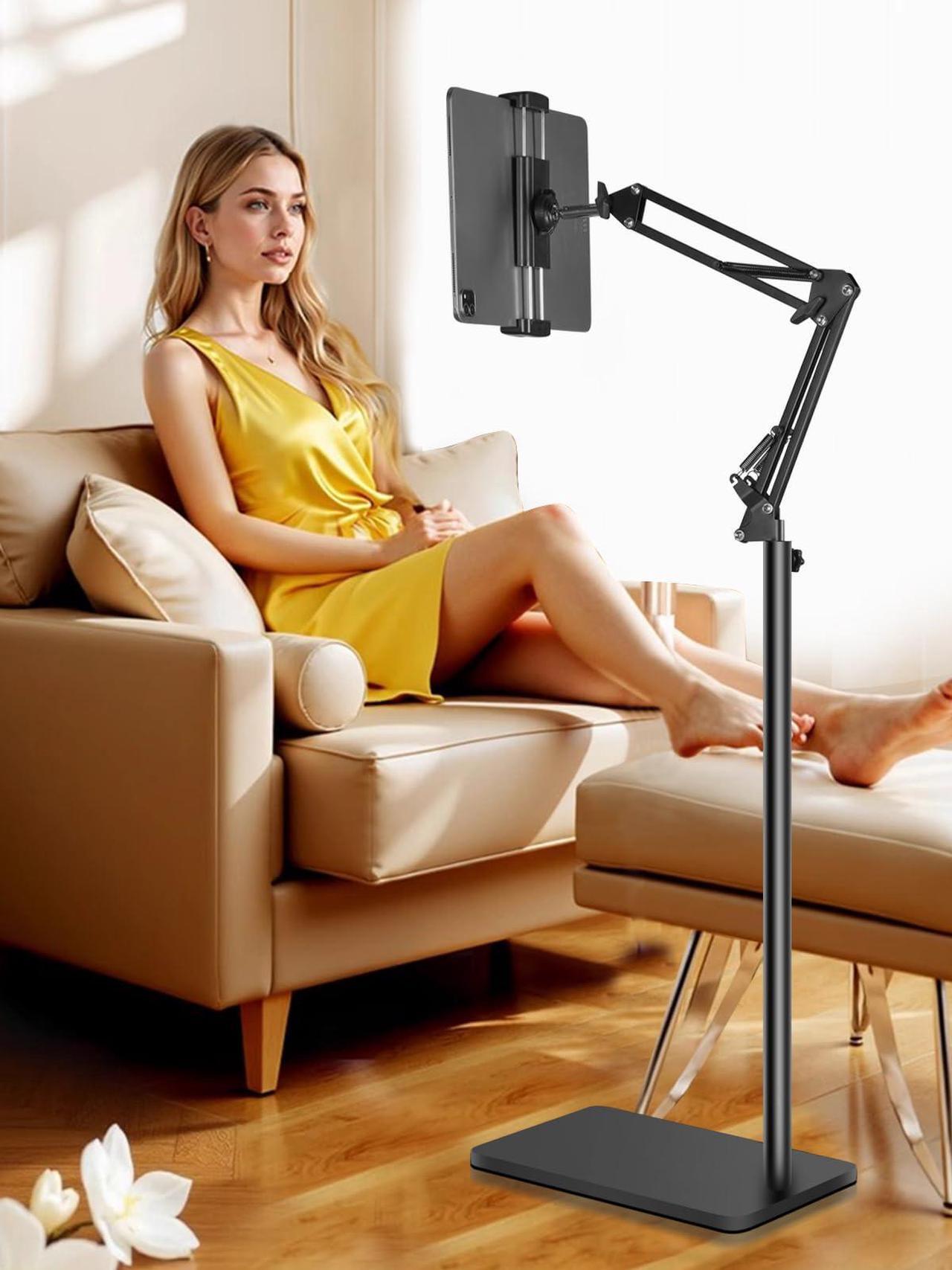Main image of Tablet Floor Stand with 6.6lb Double Heavy Duty Stable Base Never Tip Over, Adjustable Height Swivel Overhead Bed Tablet Phone Stand Holder for iPad, Kindle, Galaxy Tab, Cell Phones(4.7''-13'')