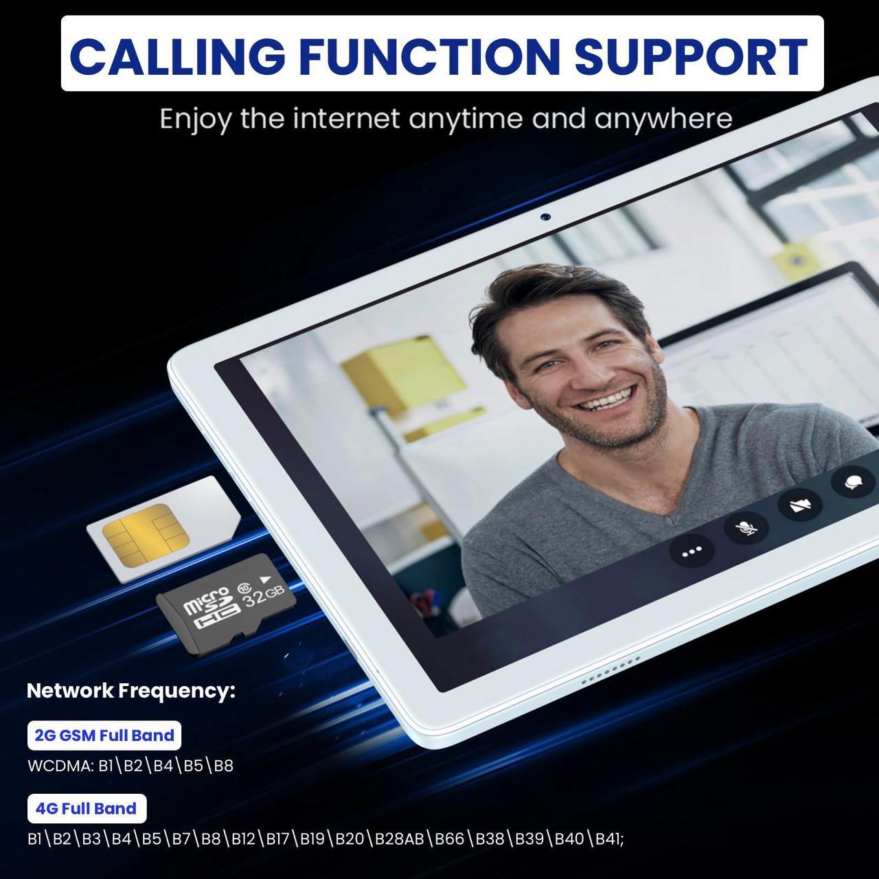 Alt view image 2 of 5 - 2025 Latest Android 14 Tablet 4G Cellular, 5G WIFI Tablet 14GB RAM(8GB+6GB)+128GB ROM+1TB Expandable, Tablet 10.1 Inch Incell Screen, 2 in 1 Tablet Octa-Core 7000mAh Battery, Bluetooth/GPS/13MP+8MP