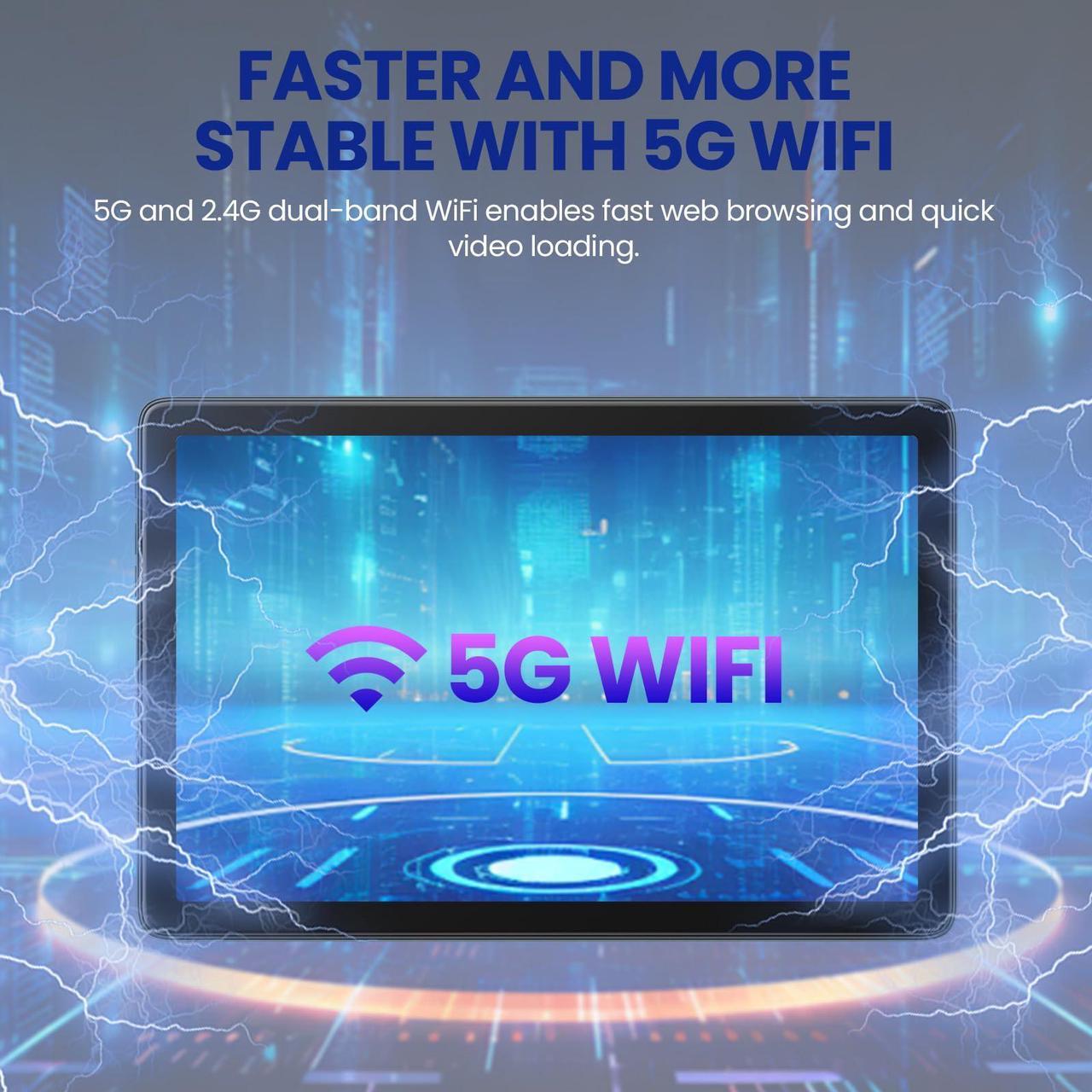 Alt view image 4 of 5 - 2025 Latest Android 14 Tablet 4G Cellular, 5G WIFI Tablet 14GB RAM(8GB+6GB)+128GB ROM+1TB Expandable, Tablet 10.1 Inch Incell Screen, 2 in 1 Tablet Octa-Core 7000mAh Battery, Bluetooth/GPS/13MP+8MP