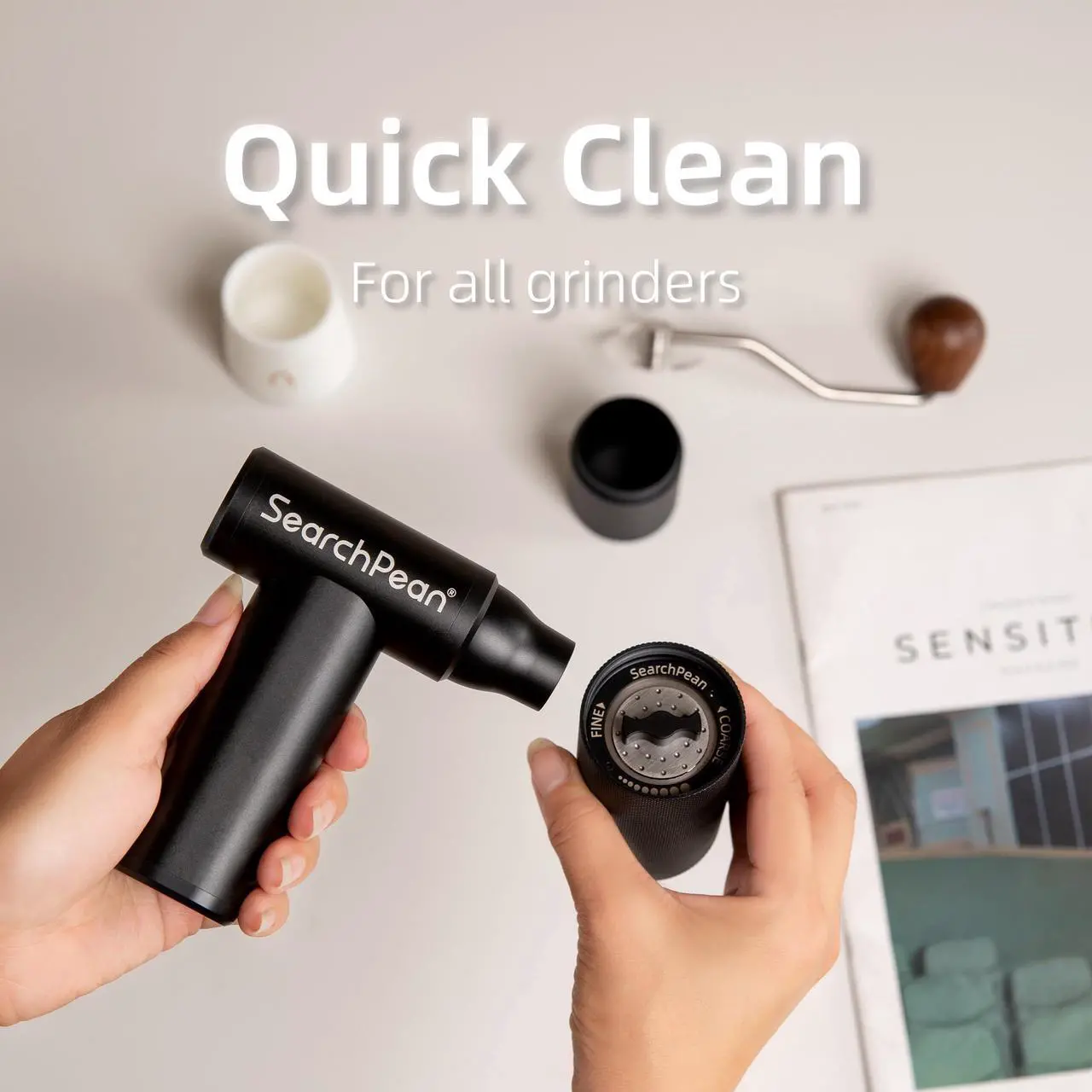 Alt view image 3 of 5 - SearchPean Mini 4 in 1 Compressed Air Duster & Vacuum, 150000RPM with Strong Suction Rechargeable Cordless for Home Coffee Bar Grinder Keyboard Computer Car Aeolus
