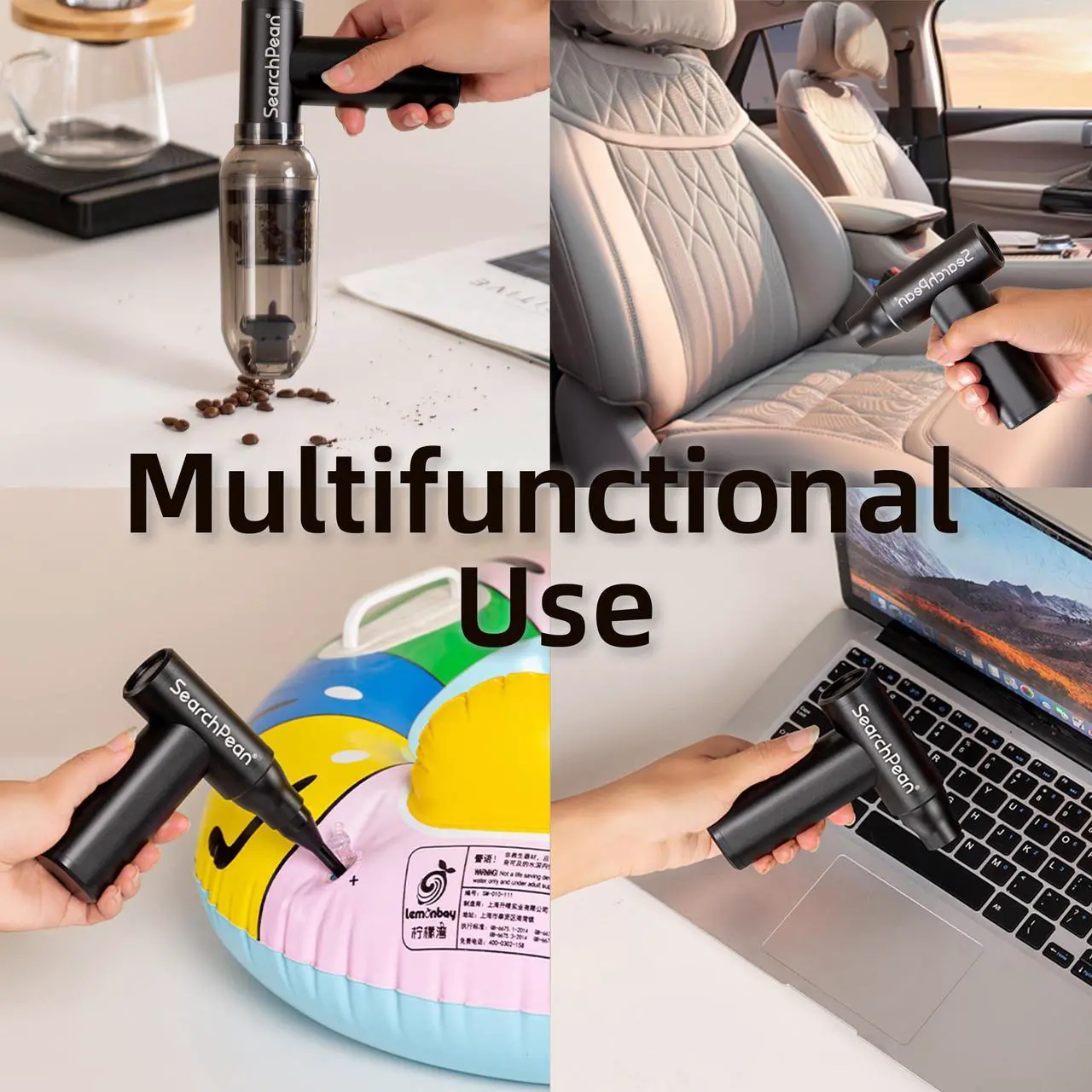 Alt view image 2 of 5 - SearchPean Mini 4 in 1 Compressed Air Duster & Vacuum, 150000RPM with Strong Suction Rechargeable Cordless for Home Coffee Bar Grinder Keyboard Computer Car Aeolus