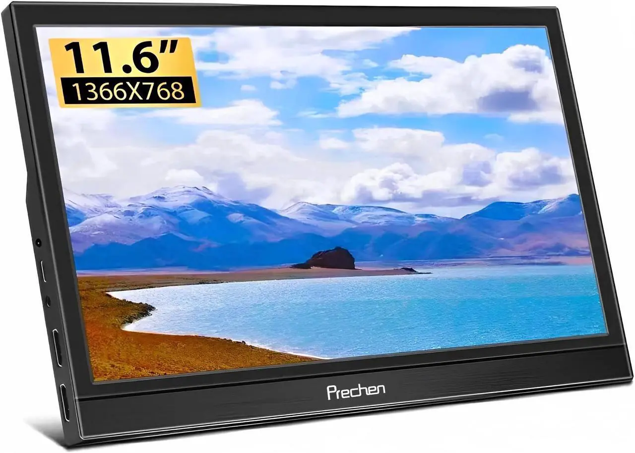Main image of Prechen Portable Monitor,11.6 Inch 1366 * 768 with HDMI USBC Small Monitor Compatibel for PS3 PS4 Raspberry Pi 3 2 1 Mini Monitor with Dual Built-in Speaker&Kickstand