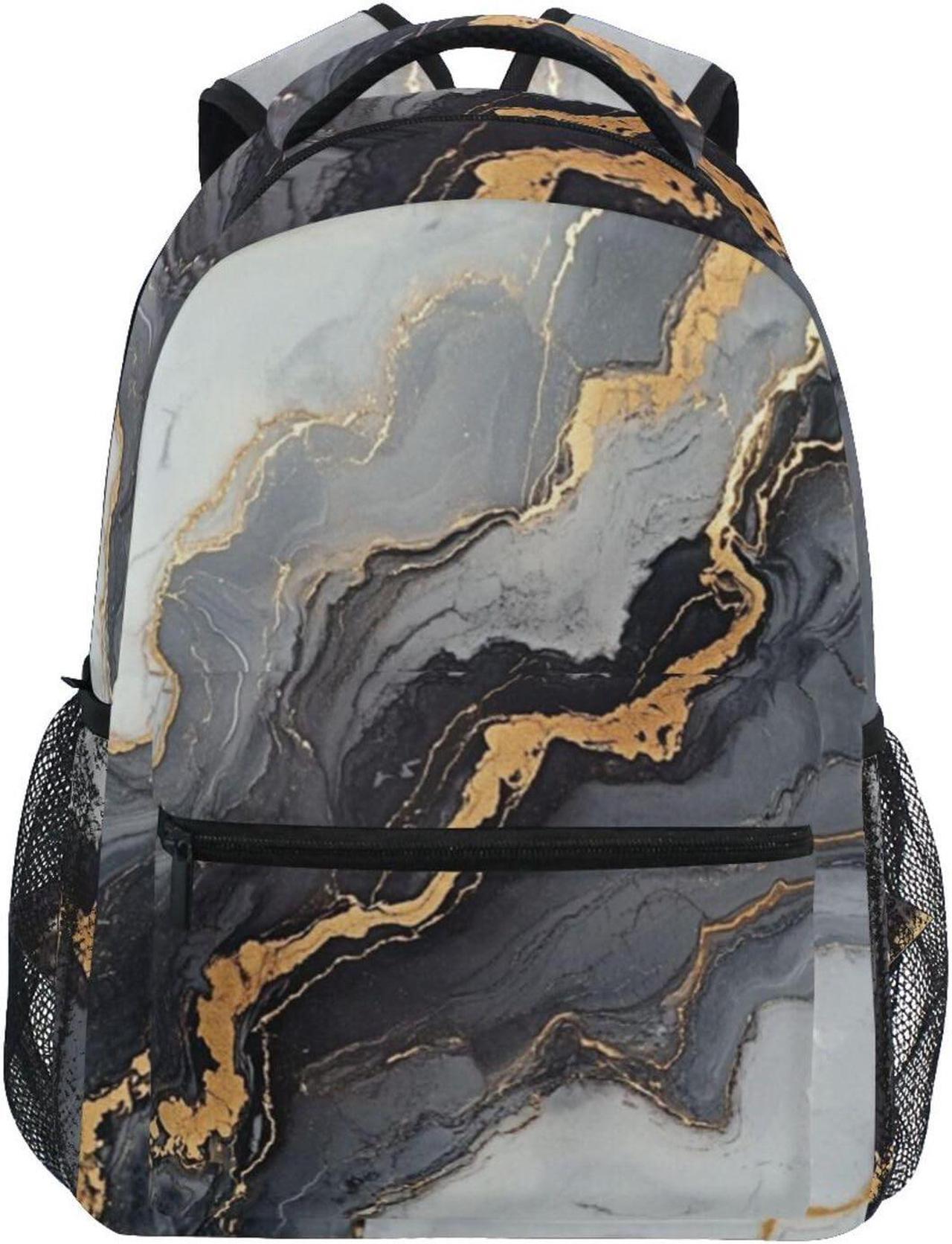 Main image of Kcldeci Marble Kids Backpack, Black And Gold Marble Backpacks School Bag Bookbag Book Bag Rucksack Daypack Shoulder Bag for Boys Girls