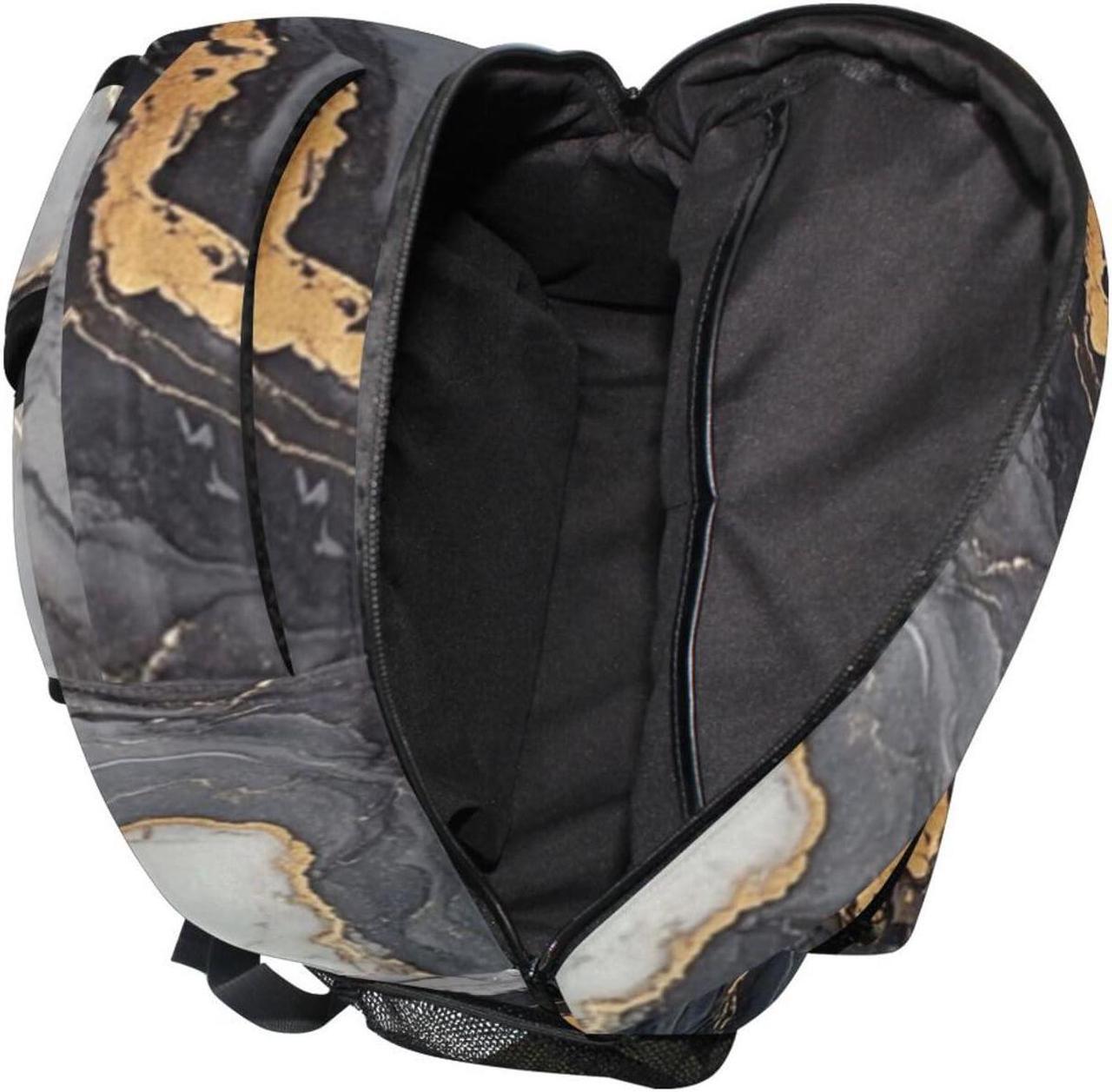 Alt view image 4 of 5 - Kcldeci Marble Kids Backpack, Black And Gold Marble Backpacks School Bag Bookbag Book Bag Rucksack Daypack Shoulder Bag for Boys Girls