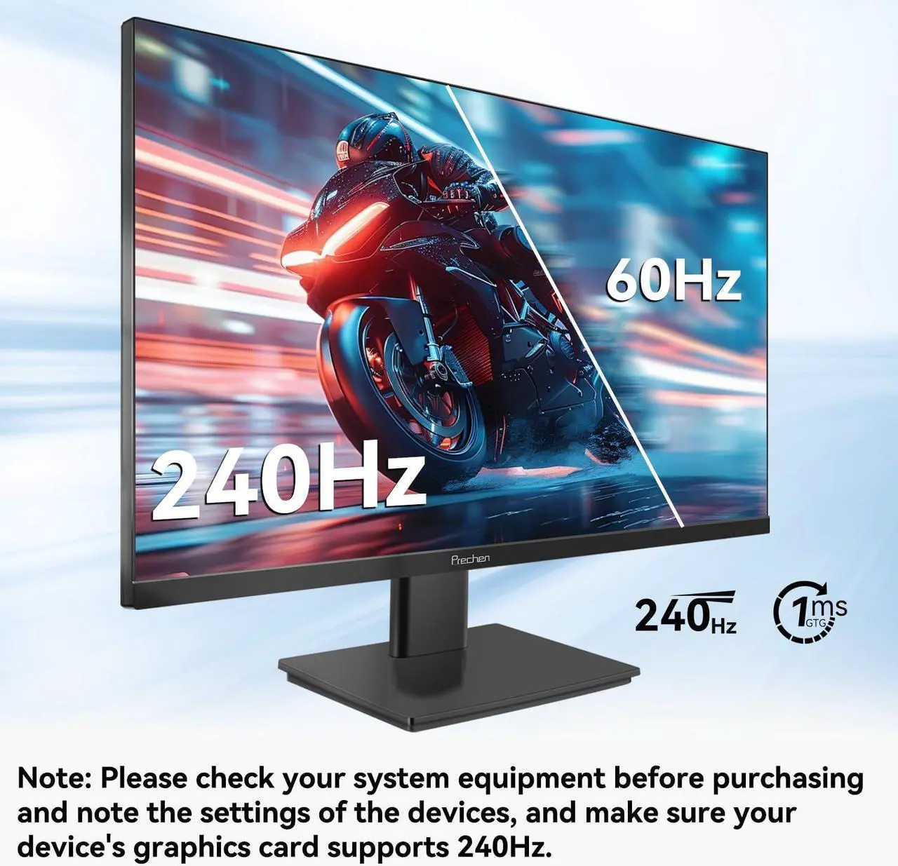 Alt view image 3 of 5 - 27 Inch 2K 240Hz QHD 2560x1440P Gaming Monitor, 1ms, 400cd/m2, 100% sRGB PC Screen, AMD FreeSync Premium Pro Compatible, 2X DispalyPort 1.4 & HDMI 2.0, Dual Built-in Speakers, VESA Supports, Black