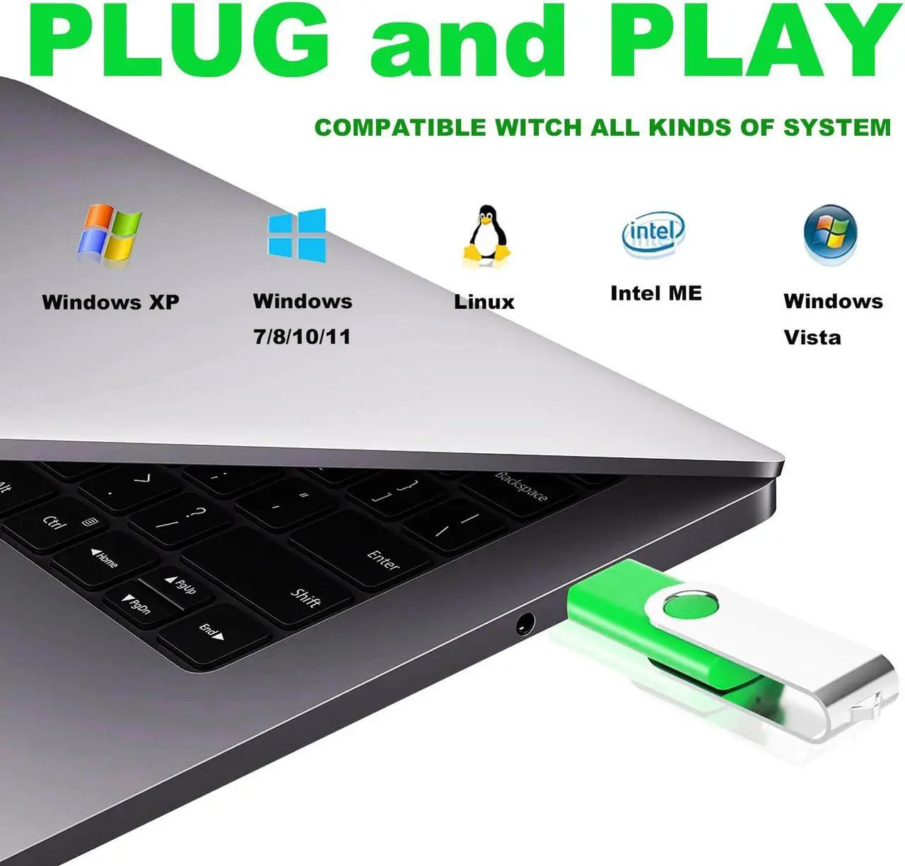 Alt view image 4 of 5 - 64GB Swivel USB 2.0 Flash Drive 10Pack USB Drive 64GB Pack of 10 USB Memory Stick Bulk - Portable Thumb Drive 64GB 10 Pack for Data Storage and File Sharing in Home & Office(64GB USB Stick 1O Pack)
