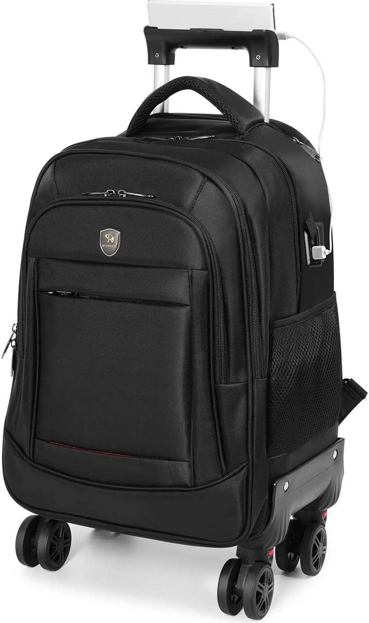 Main image of 360deg rotating Water Resistant Rolling Backpack with 4 Removable Wheels for Adults,Airline Approved Carry on Luggage Fit 15.6 Inch Laptop Travel Backpack with USB Charging Port