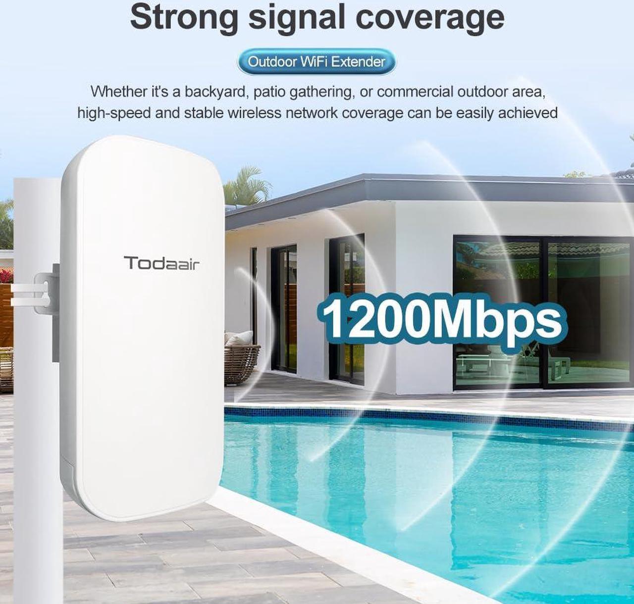 Alt view image 4 of 5 - 2025 Outdoor WiFi Extender,WiFi Booster | AI Watchdog | Repeater&AP Mode|IP65 Weatherproof | Up to 1200Mbps Dual Band WiFi Repeater | Covers Up to Least 3440 Sq. ft and 30 Devices