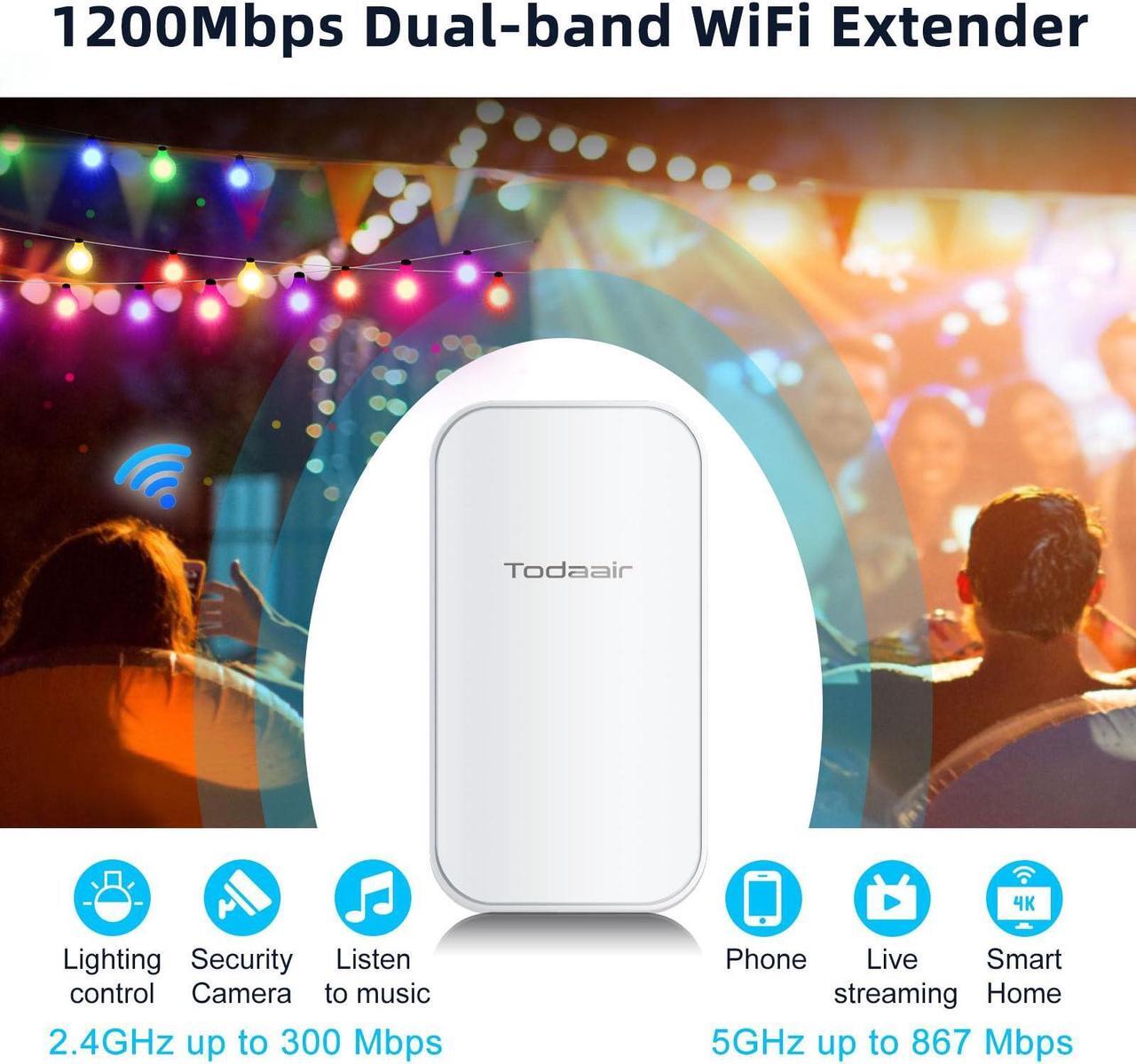 Alt view image 5 of 5 - 2025 Outdoor WiFi Extender,WiFi Booster | AI Watchdog | Repeater&AP Mode|IP65 Weatherproof | Up to 1200Mbps Dual Band WiFi Repeater | Covers Up to Least 3440 Sq. ft and 30 Devices