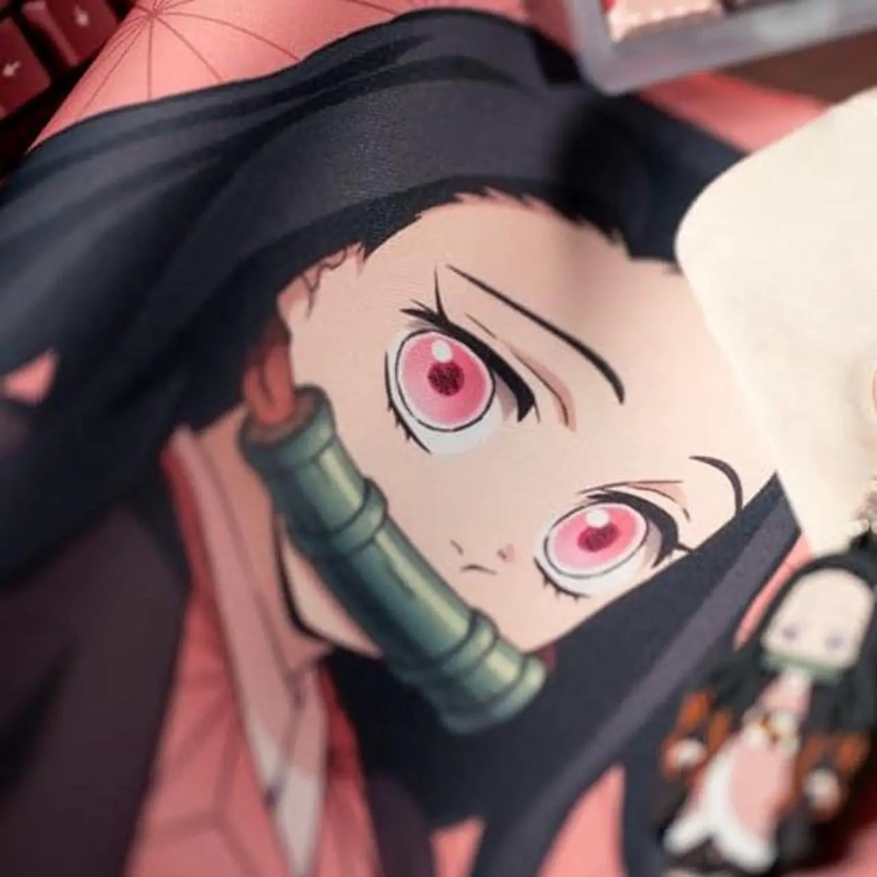 Alt view image 4 of 5 - Demon Slayer Kimetsu No Yaiba Nezuko Gaming Mouse Pad, Computer Mouse Mat, Flat Stitched Edge, Non-Slip Rubber Base, Gamers & Office Use - Officially Licensed