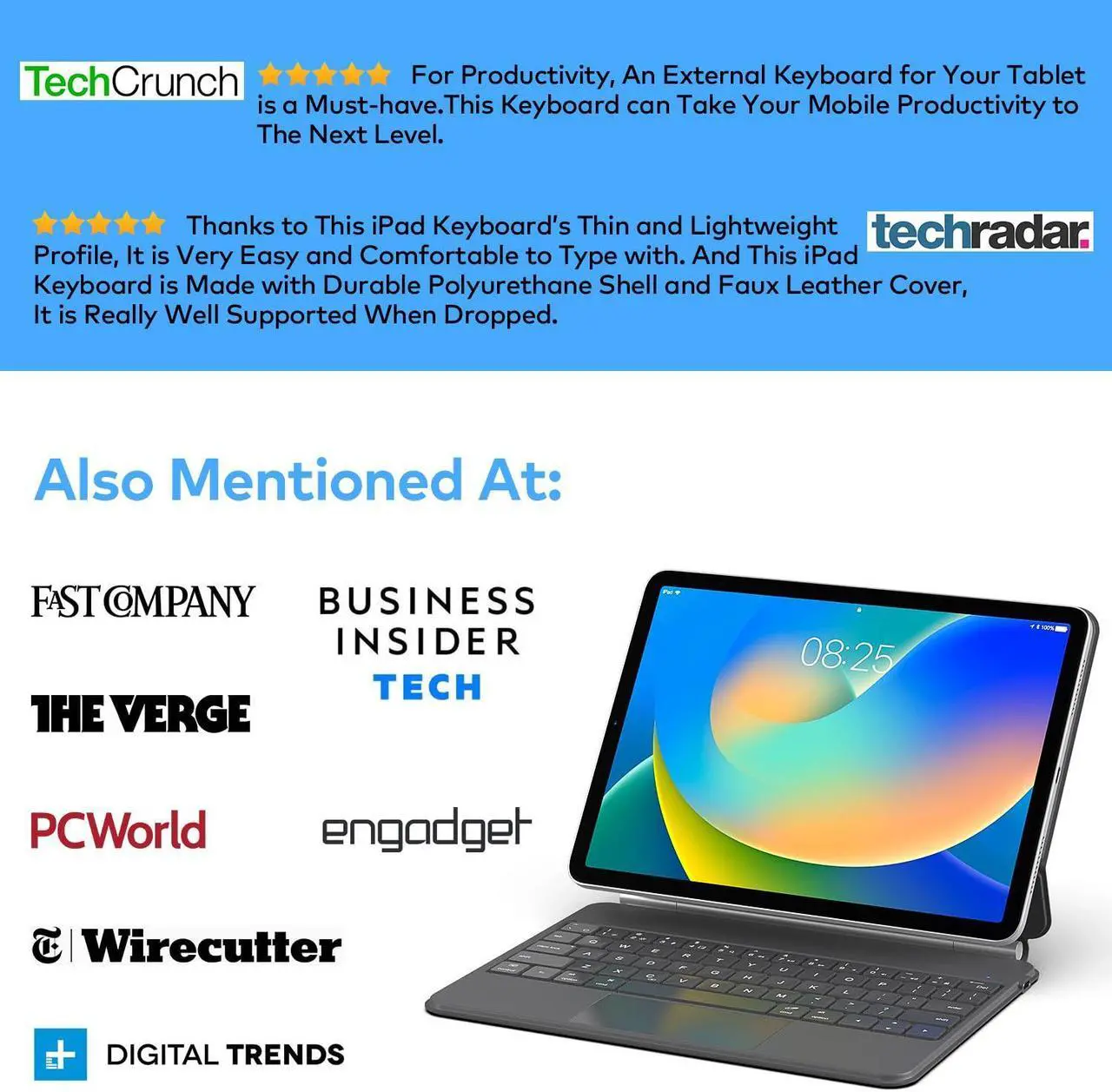Alt view image 5 of 5 - runelk Keyboard Case for iPad 10th Generation 2022 & 11th (A16, 2025) - Magic-Style Keyboard with Multi-Touch Trackpad - Floating Cantilever Stand - Magnetic Case for iPad 10.9 inch 10th / 11th Gen.