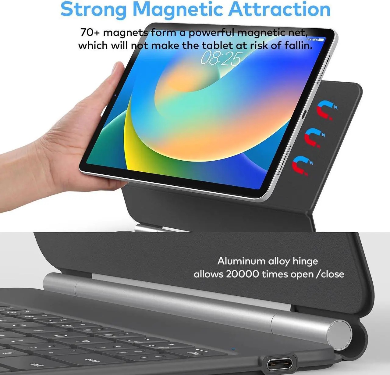 Alt view image 4 of 5 - runelk Keyboard Case for iPad 10th Generation 2022 & 11th (A16, 2025) - Magic-Style Keyboard with Multi-Touch Trackpad - Floating Cantilever Stand - Magnetic Case for iPad 10.9 inch 10th / 11th Gen.